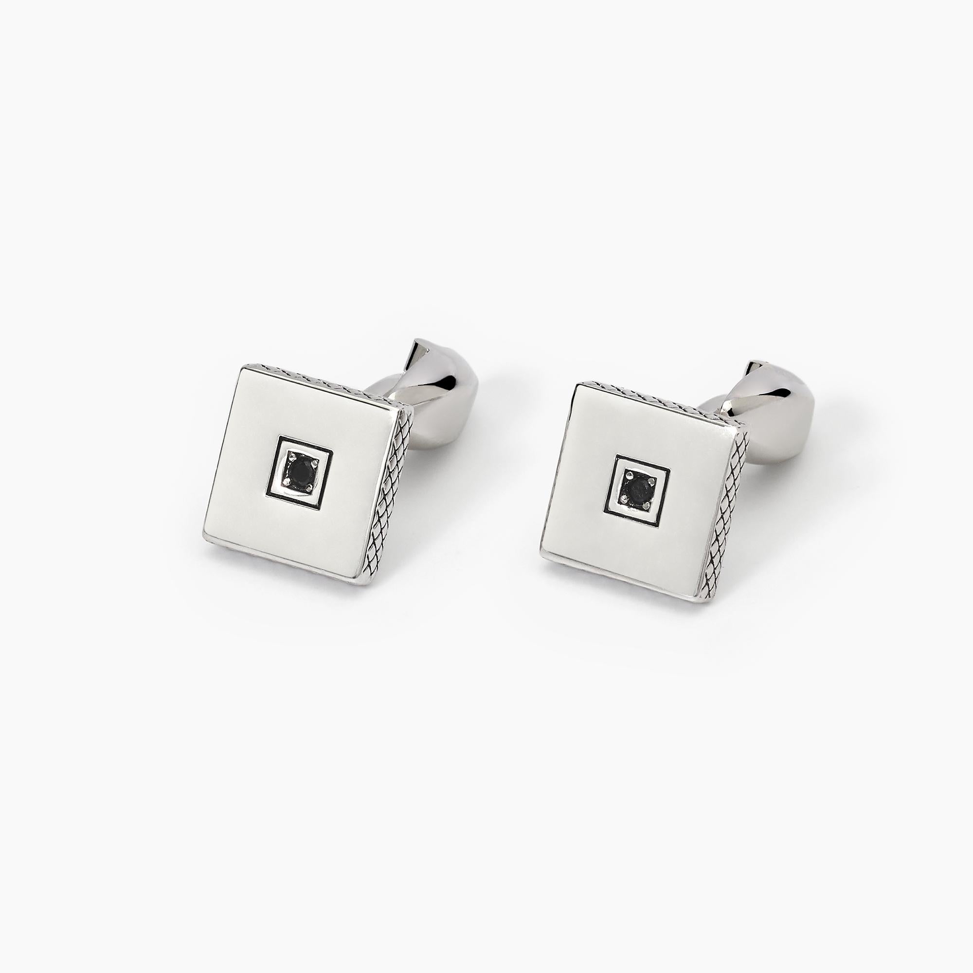 Mabina Uomo - BENIAMINO silver cufflinks with diamond finish - 573009