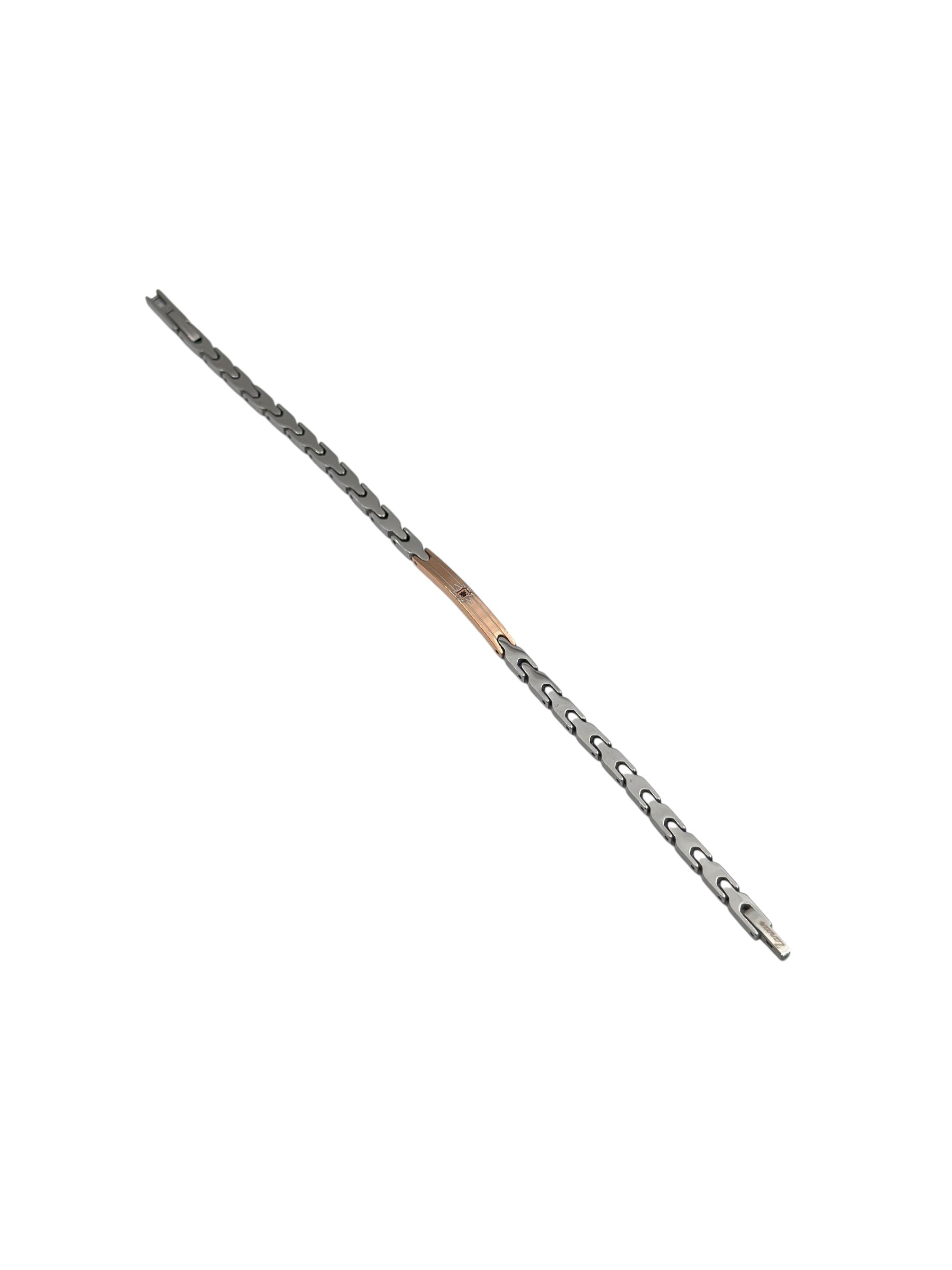 Bracciale da uomo Zancan acciaio piastrina rosé e cristallo - UHB126