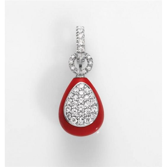 Ciondolo Chantecler collezione Capriful in oro bianco 18kt, corallo rosso e diamanti - 36073