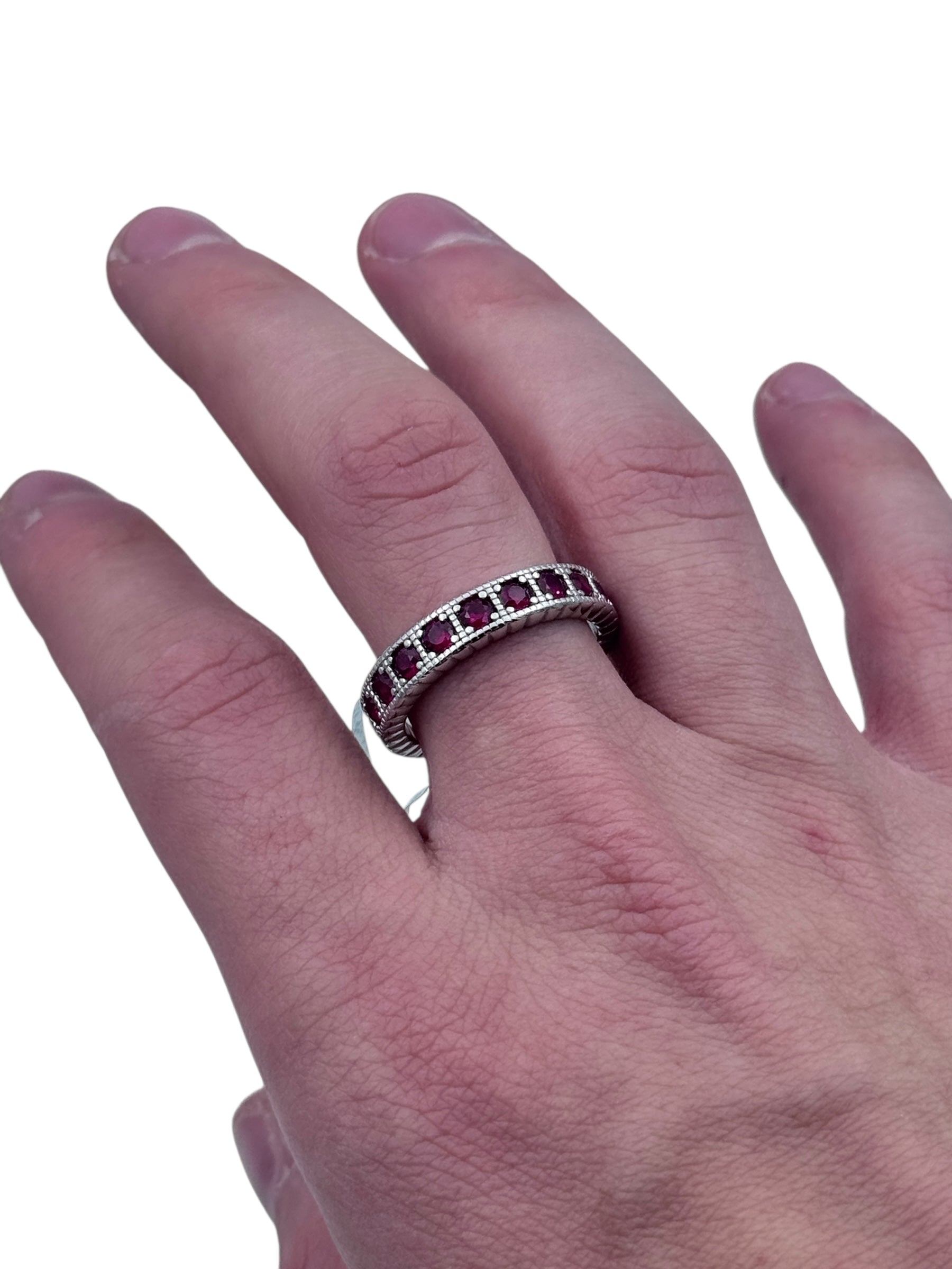 Anello Spadarella in argento, uomo, FEDE CON ZIRCONI ROSSI - AN729-rosso
