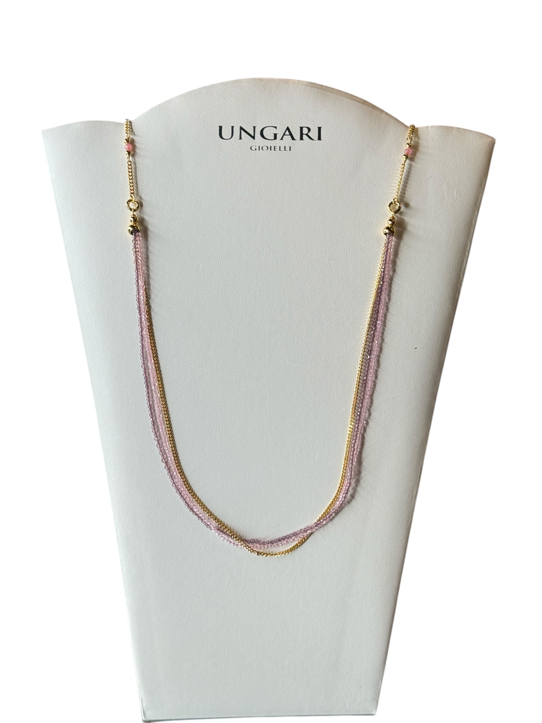 3-reihiges Halsband aus vergoldeter Bronze mit rosa und violetten Amethyststeinen – FIRENZE CL 047