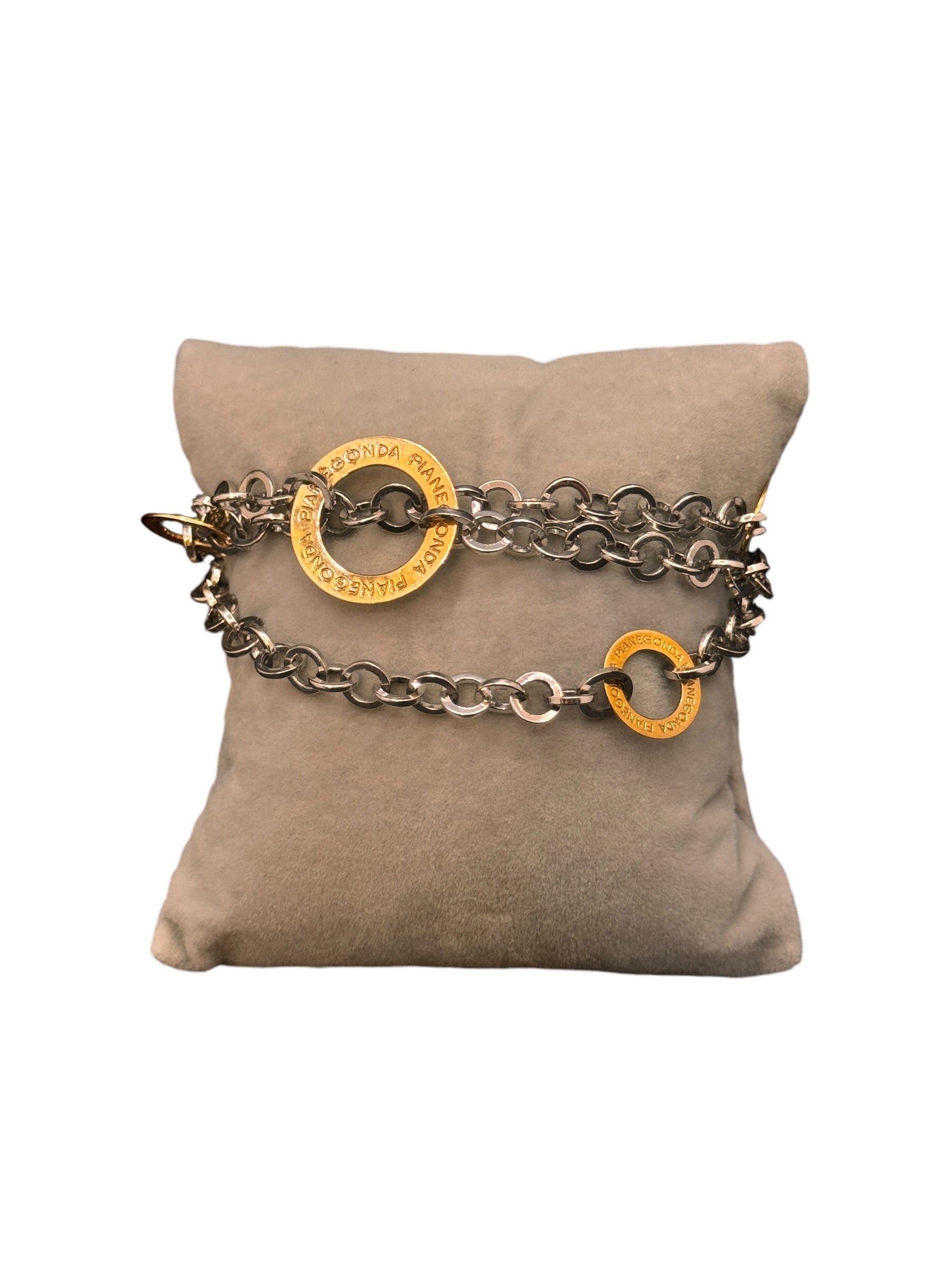 Pianegonda bracelet in silver, with double 18kt yellow gold chain link - BA050753