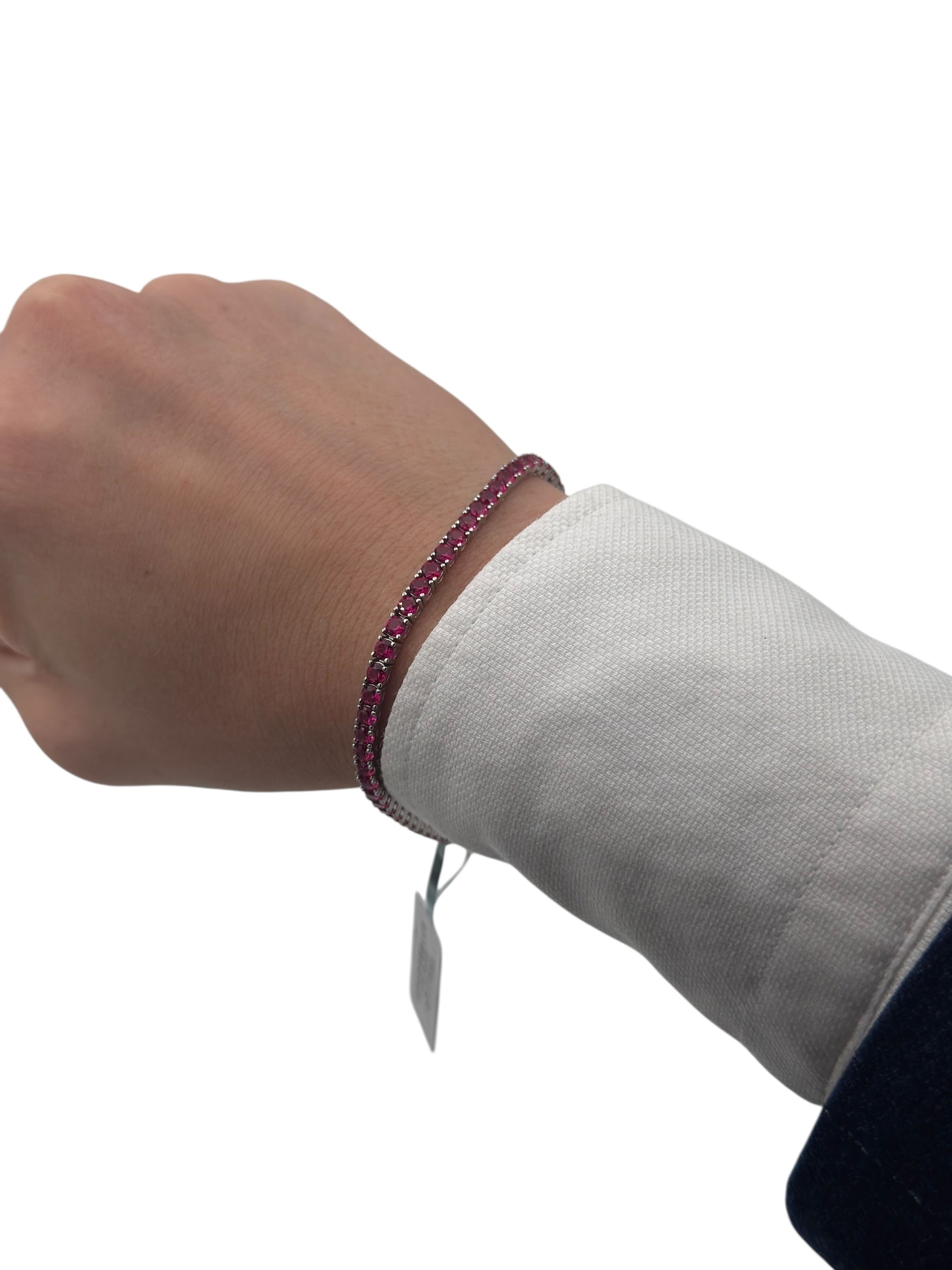 Bracciale tennis Spadarella in argento con zirconi rossi, 3mm, unisex - TEN3-rosso