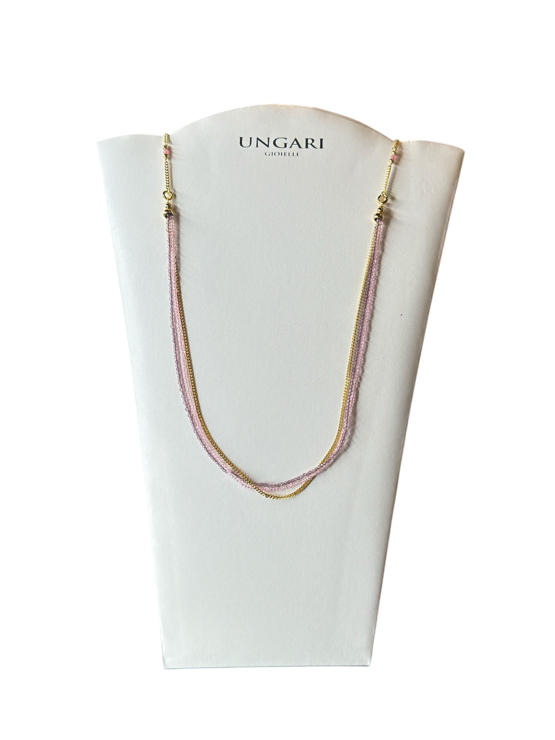 3-reihiges Halsband aus vergoldeter Bronze mit rosa und violetten Amethyststeinen – FIRENZE CL 047