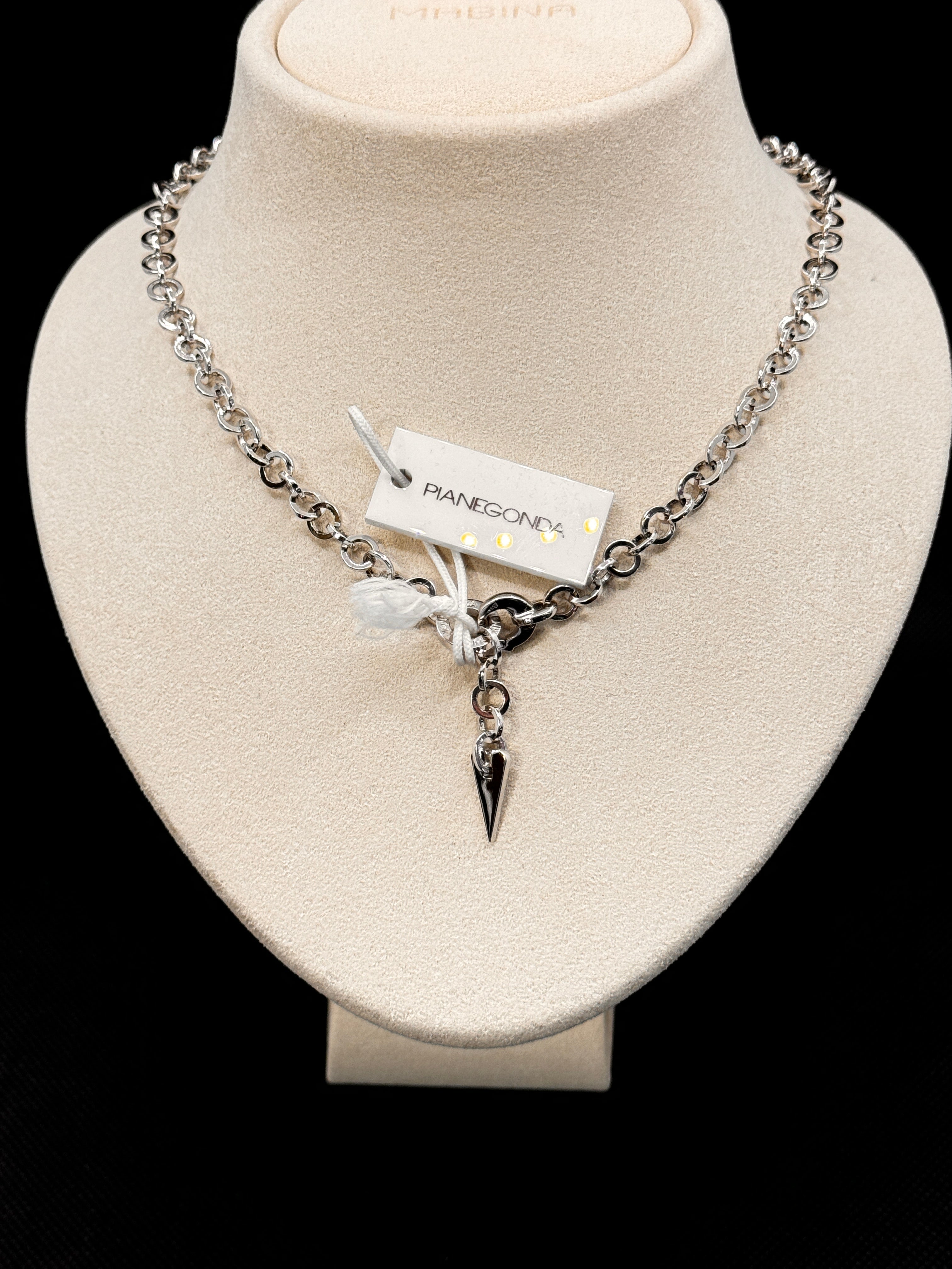 Pianegonda-Silberhalsband mit gelbvergoldetem runden Mittelsteg – CA051046