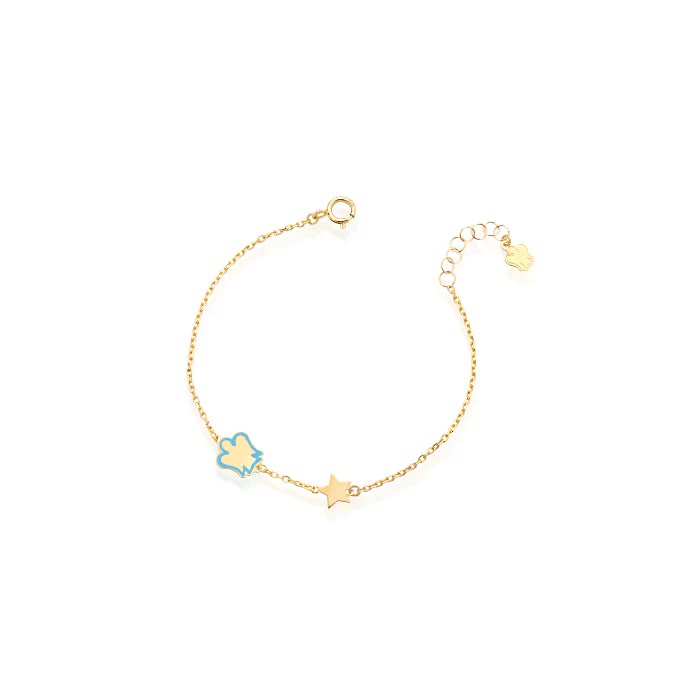 BRACCIALE roberto giannotti in ORO 9KT BAMBINO CON ANGELO AZZURRO E STELLA - NKT388