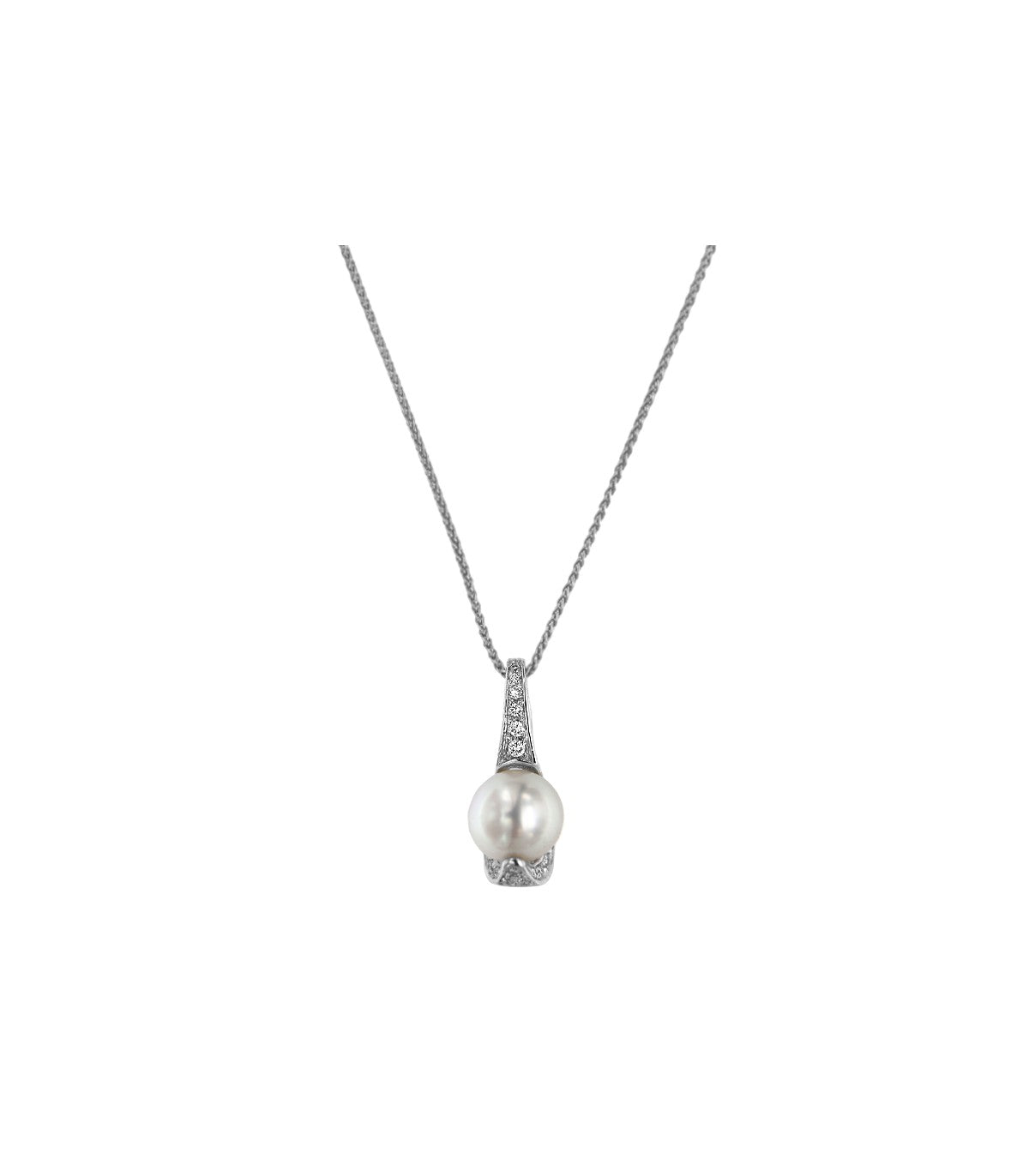 Nimei Damen-Halskette – 18 Karat Weißgold mit 10–11 mm großer australischer Perle und natürlichen Diamanten – PCL533