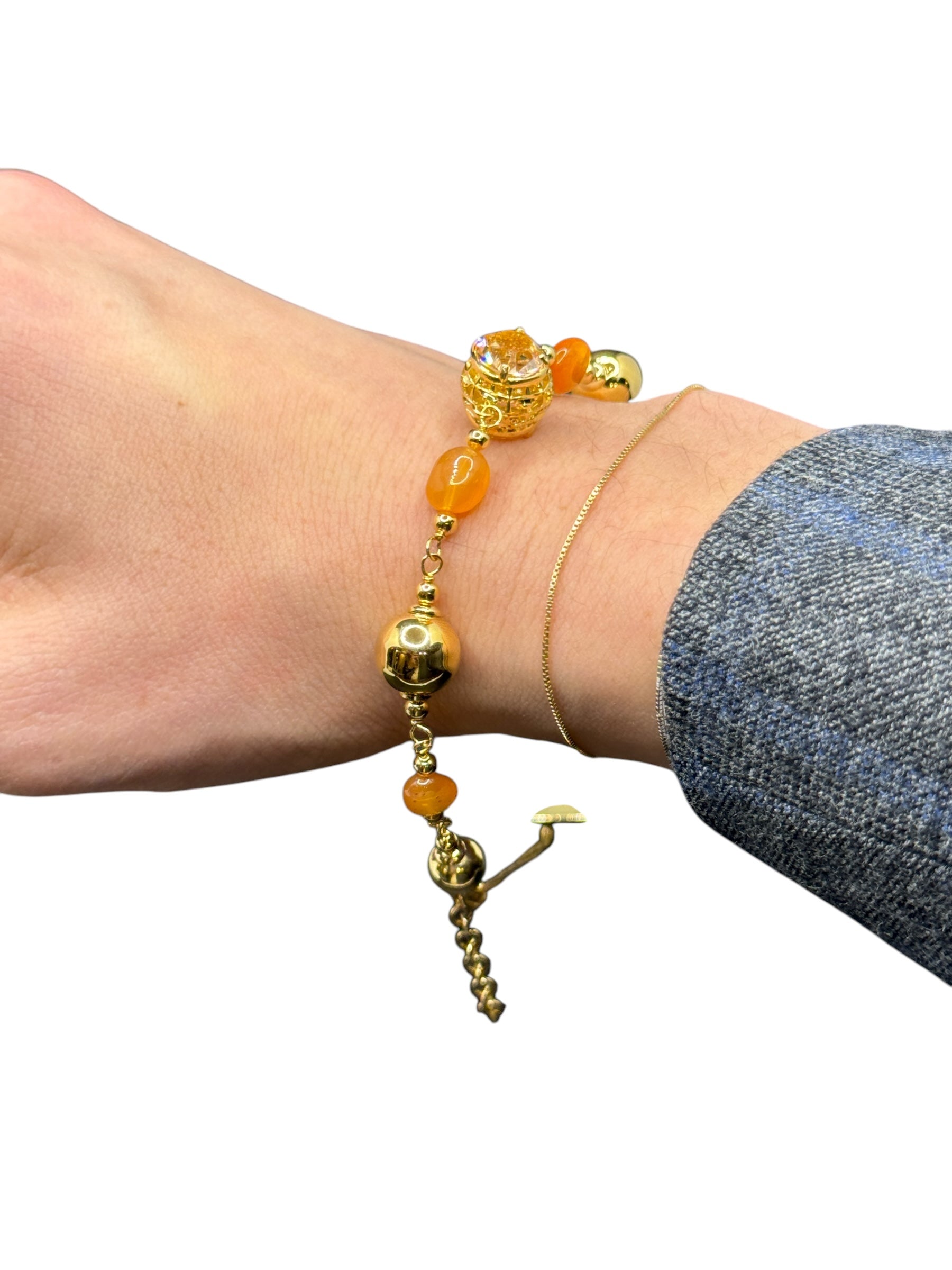 Armband aus vergoldeter Bronze mit Bernsteinen - DIAMONDS BR 010