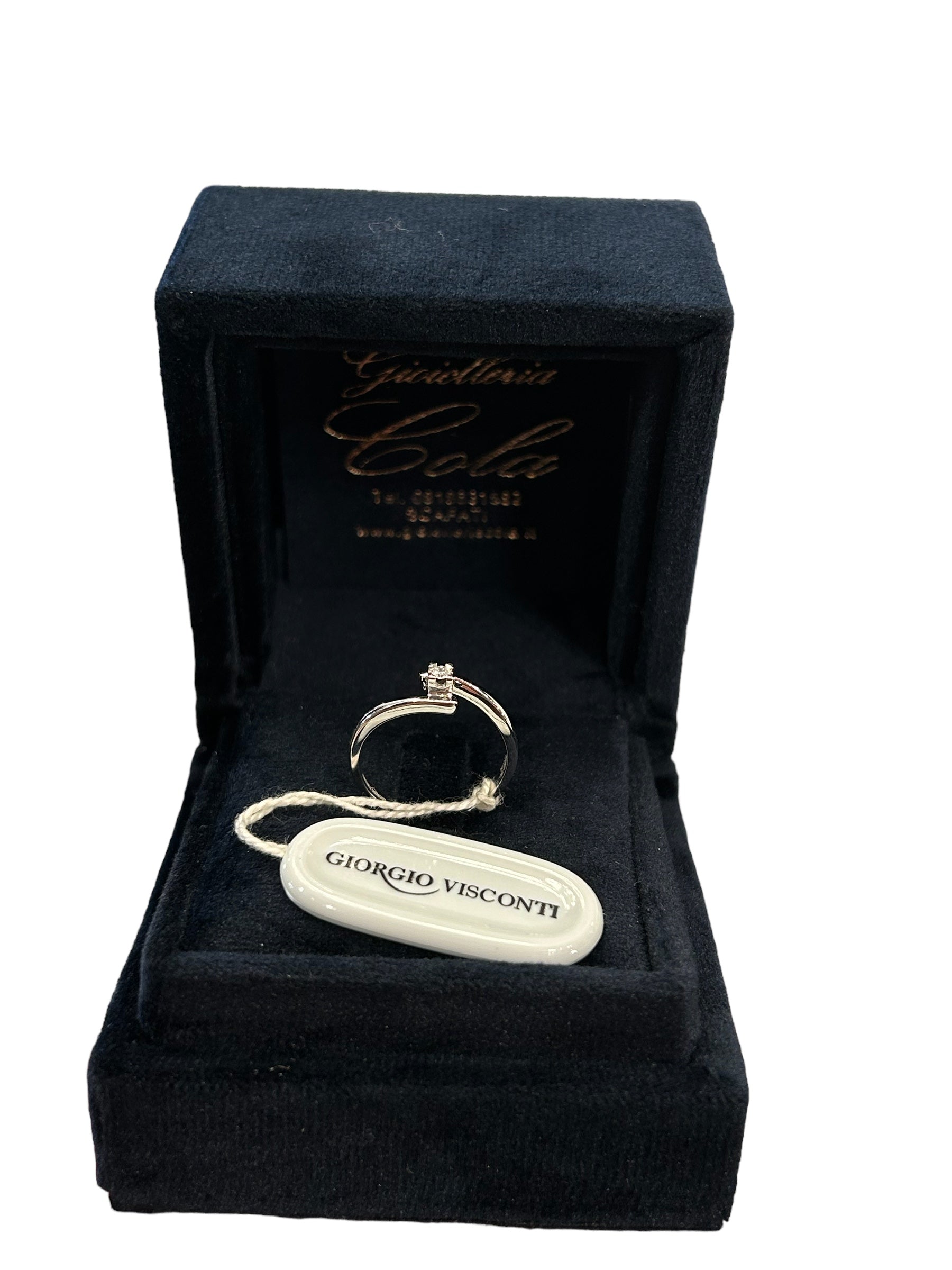 Anello solitario in oro bianco con diamante, 0.04ct - AB12681