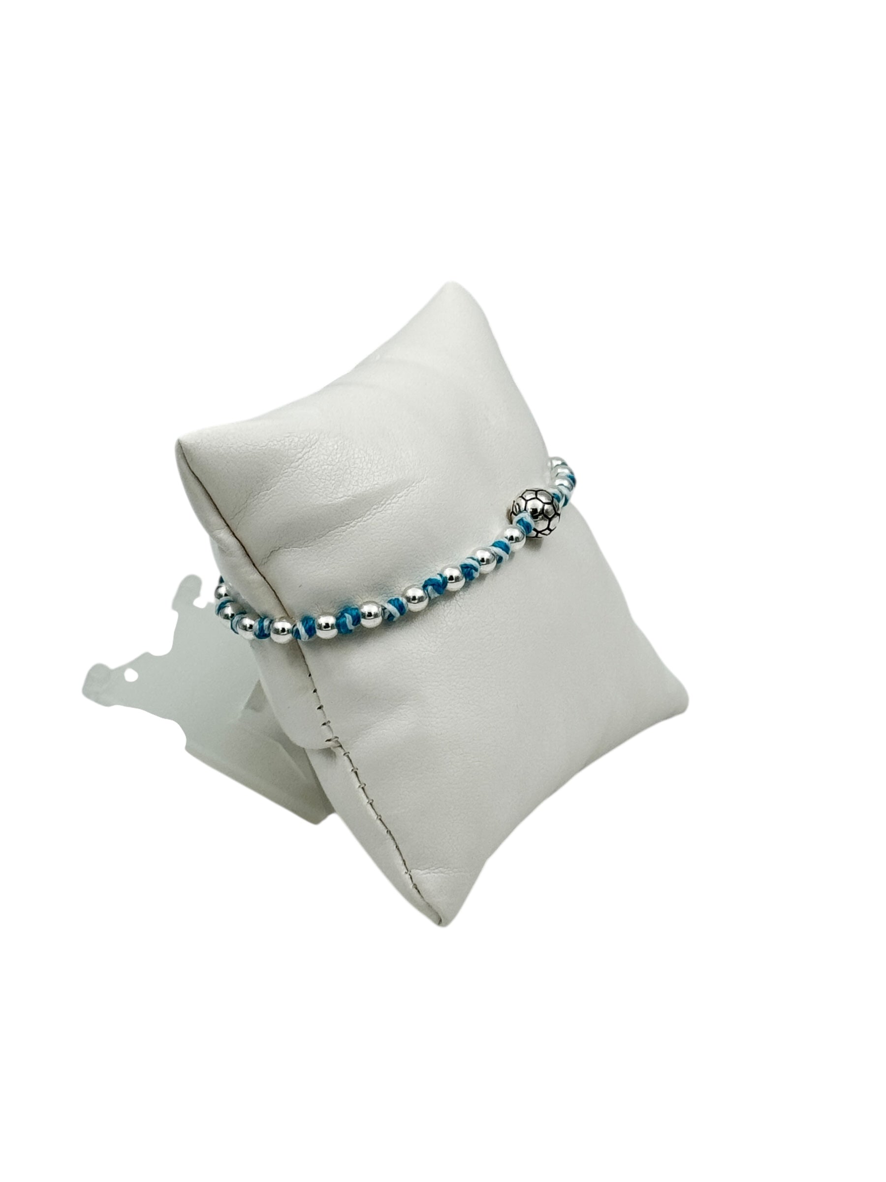 Bracciale Spadarella in argento con palla da calcio, COLORE AZZURRO TIFFANY - SPBR600