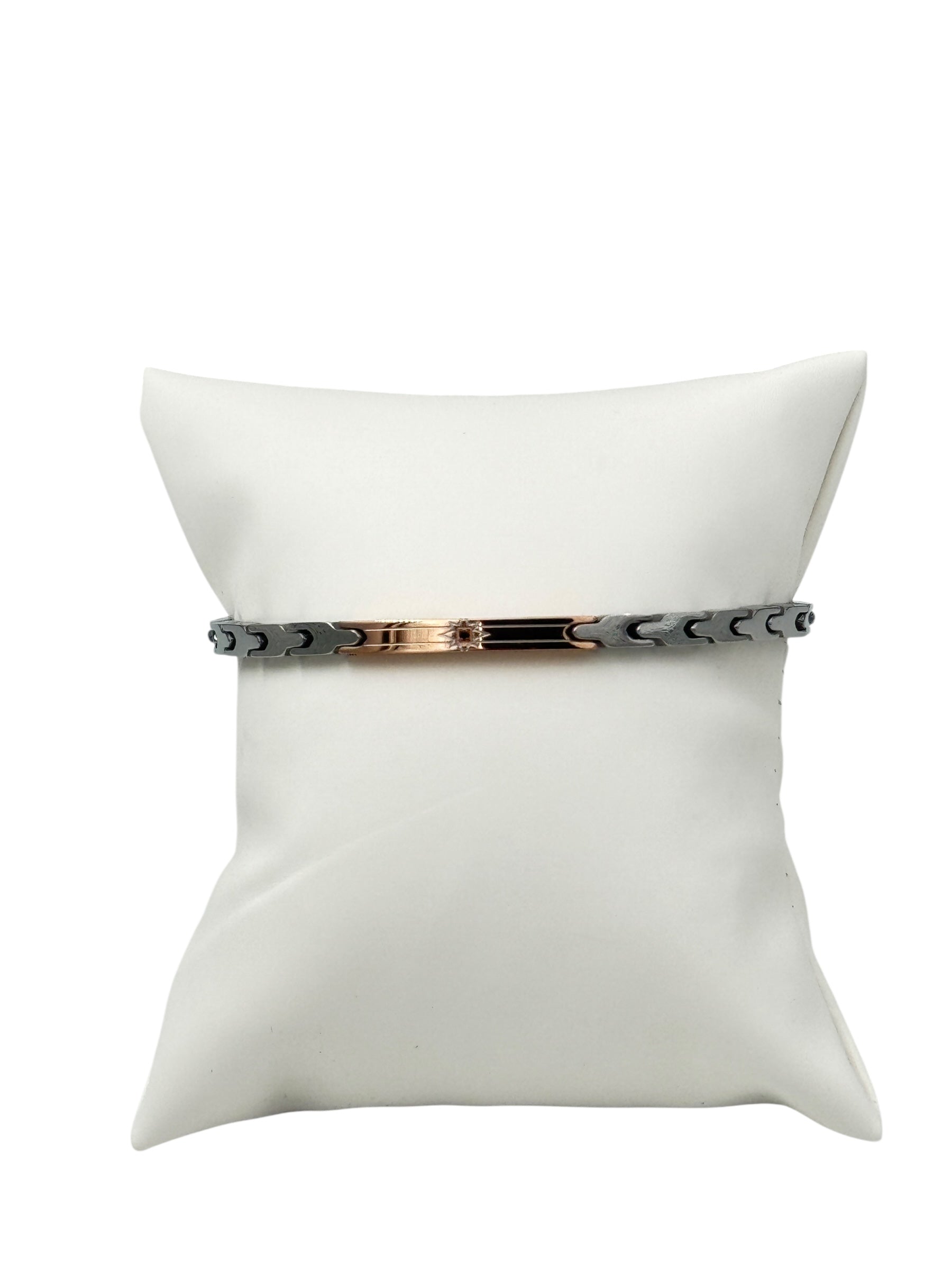 Bracciale da uomo Zancan acciaio piastrina rosé e cristallo - UHB126