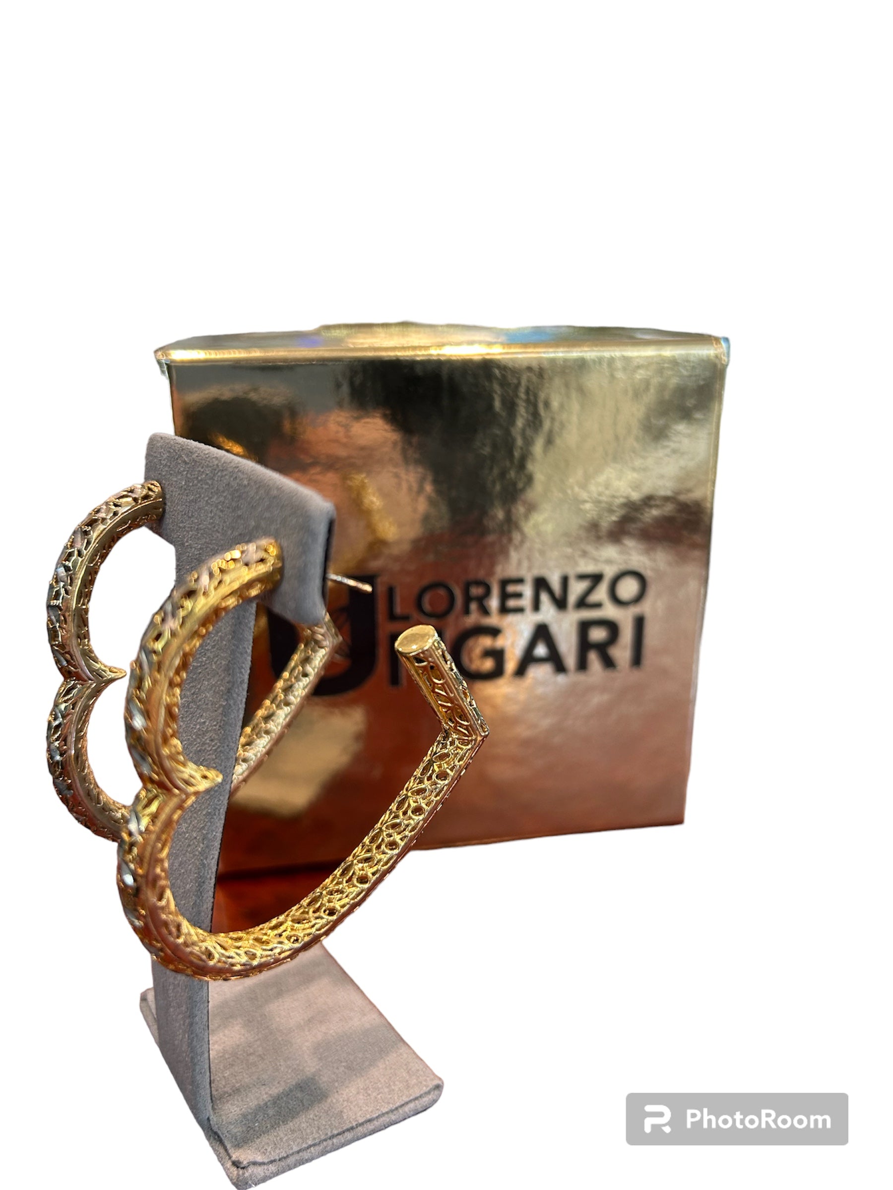 Orecchini rigidi a cuore grandi argento dorato - OR 030G
