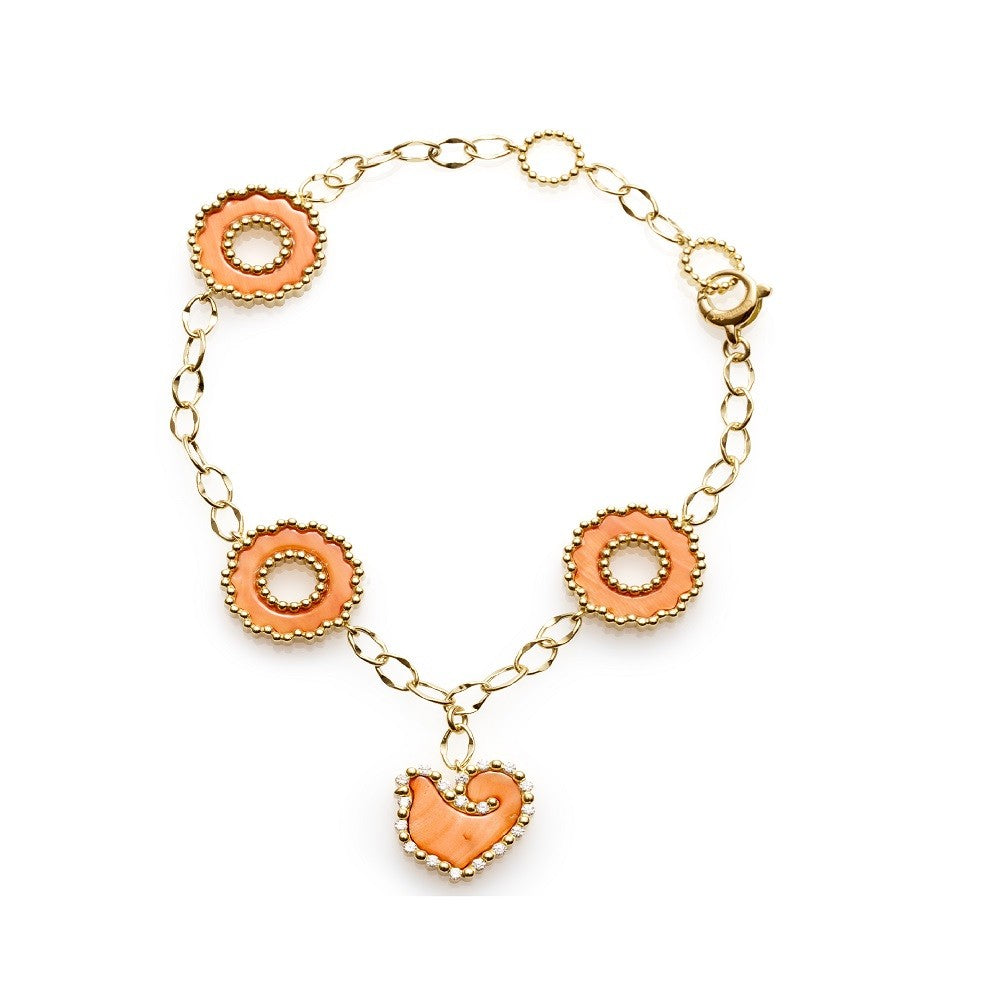 Bracciale Chantecler, collezione Anima 70 oro giallo 18kt, corallo e diamanti - 37019