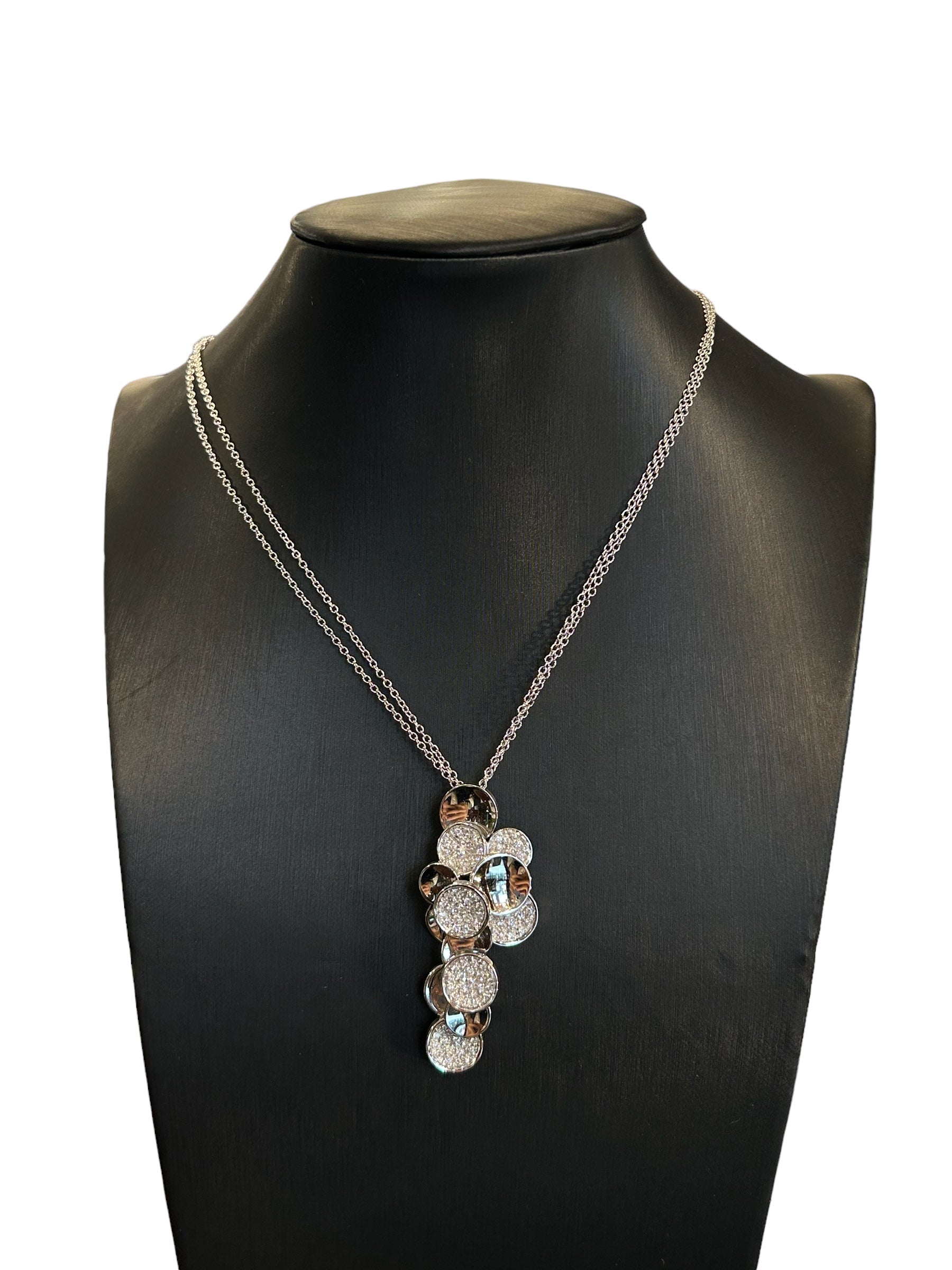 Doppelreihige Halskette aus Weißgold und Diamanten – 4622CB