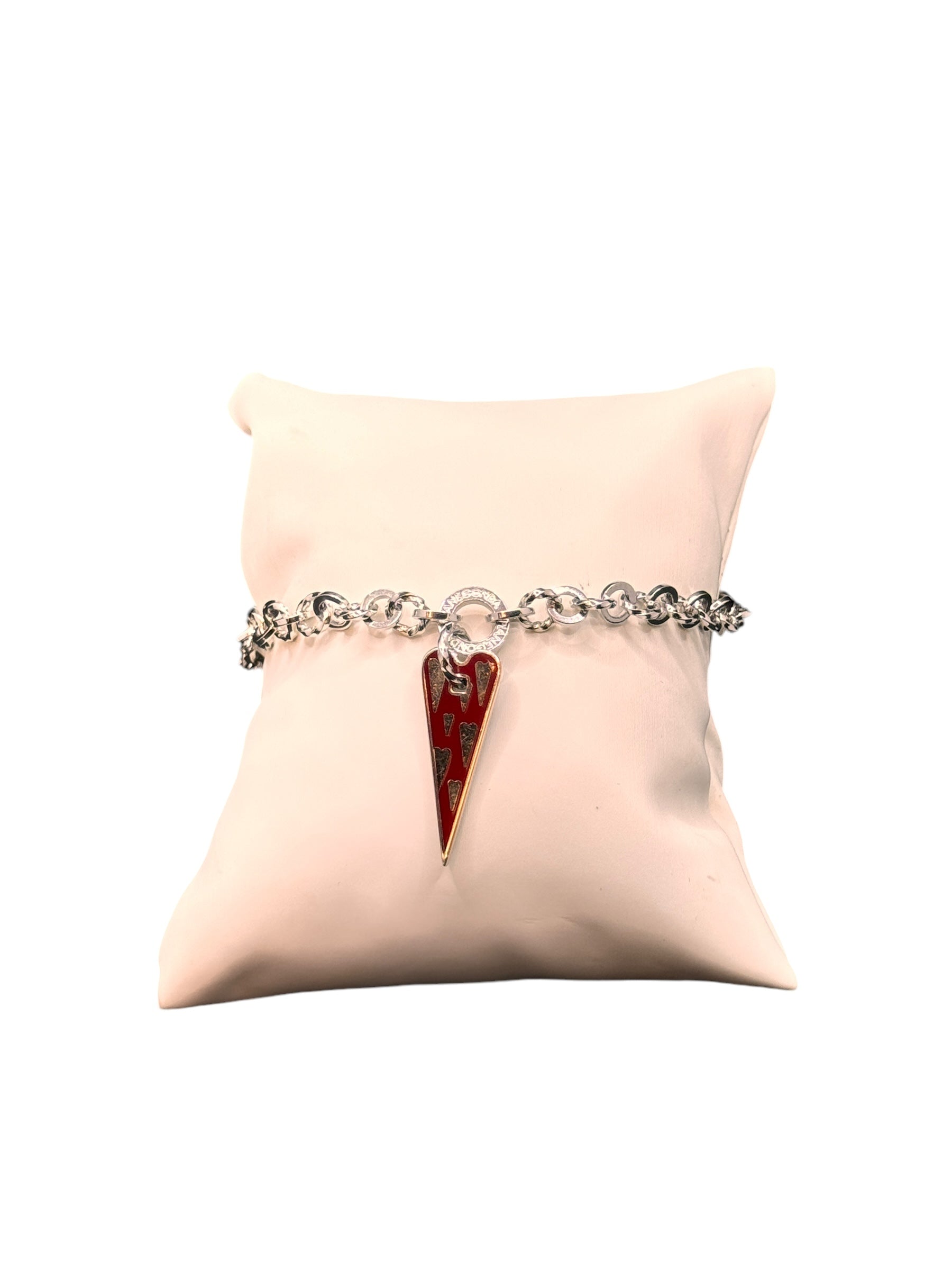 Pianegonda Silberarmband mit silbernem Herzanhänger und roter Emaille - BA010845