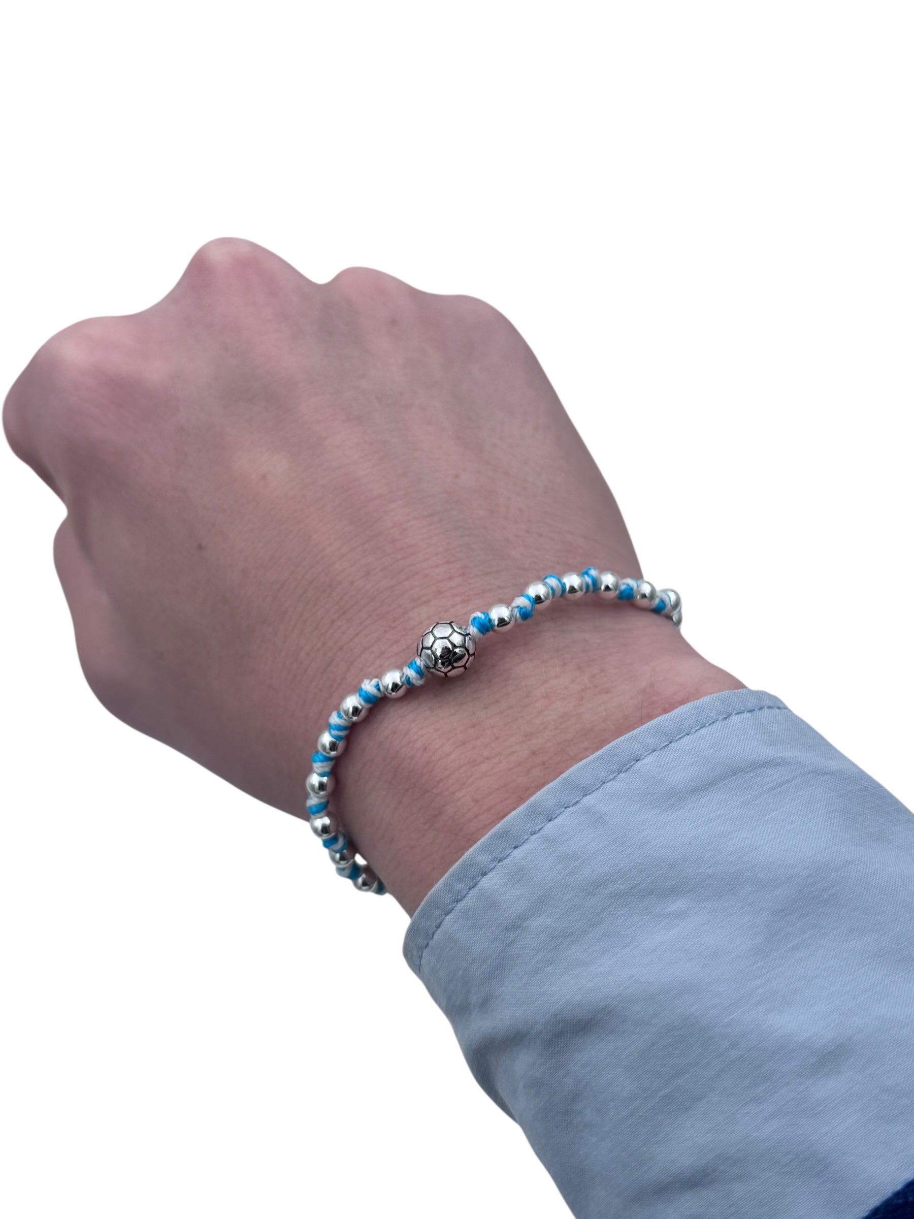 Bracciale Spadarella in argento con palla da calcio, COLORE AZZURRO TIFFANY - SPBR600