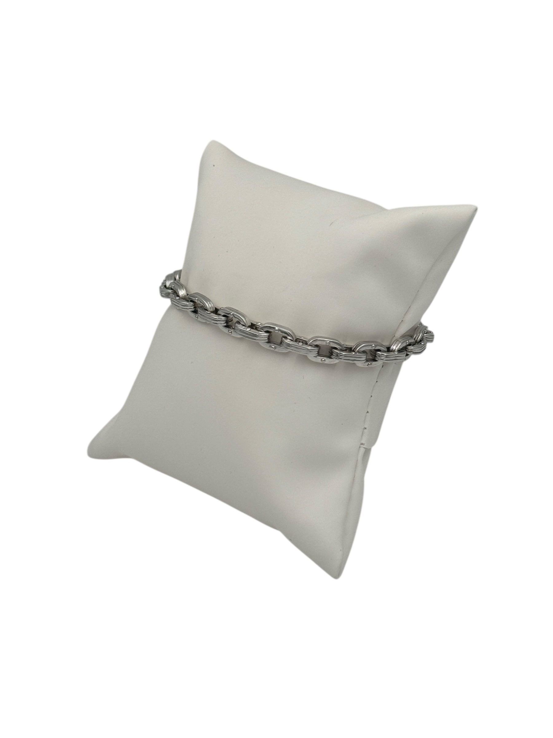 Bracciale Barakà in argento 925, maglie larghe a catena e diamante nero sulla chiusura - BR233052