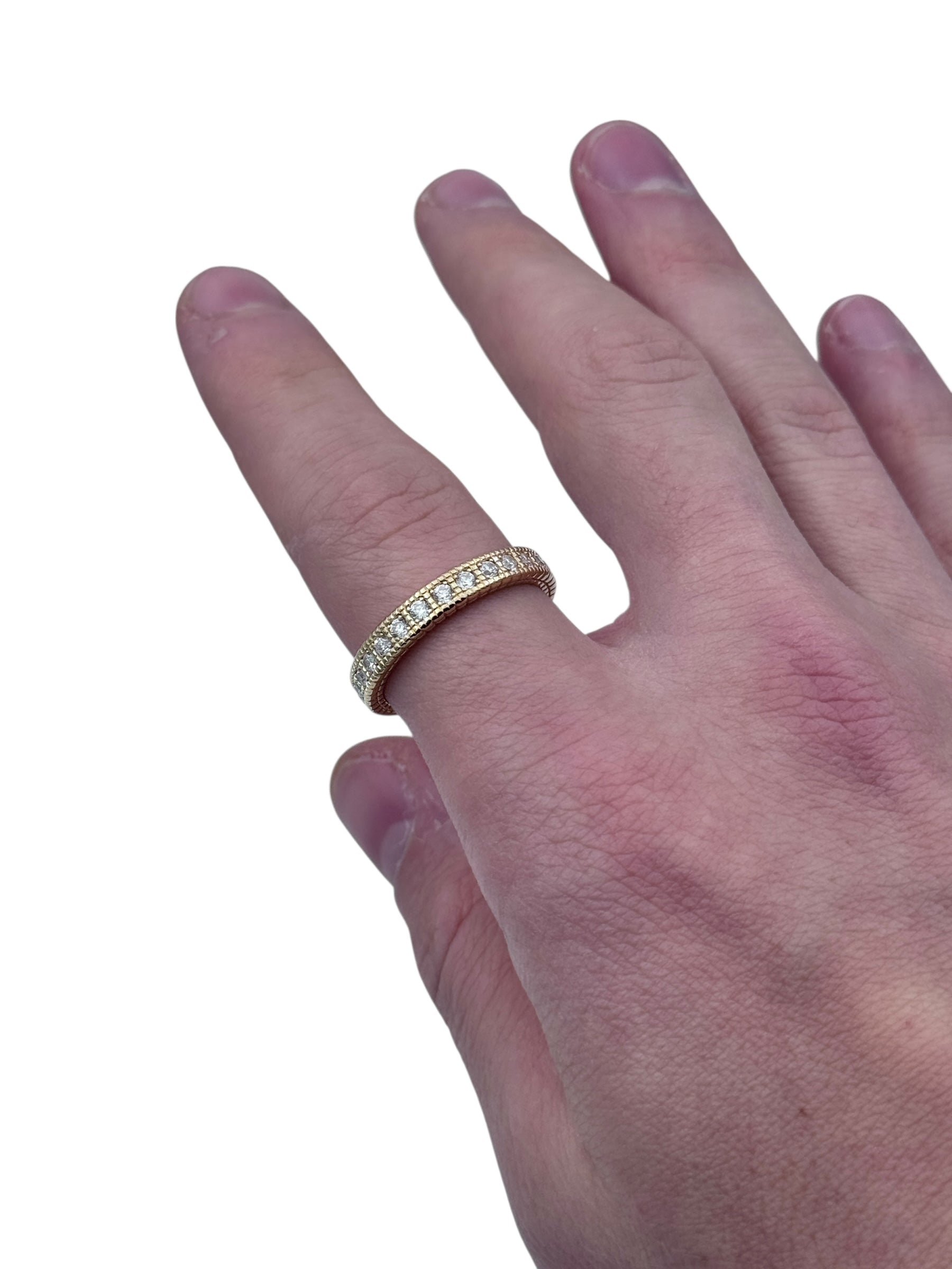 Anello Spadarella in argento dorato, unisex, fede con zirconi bianchi - AN760