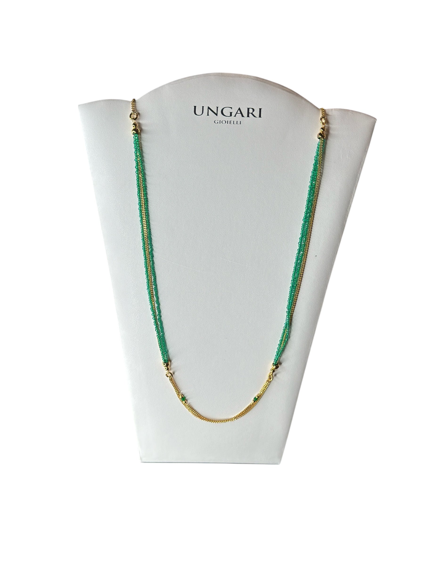 3-reihiges Collier aus vergoldeter Bronze mit peridotgrünen Steinen – FIRENZE CL 046V