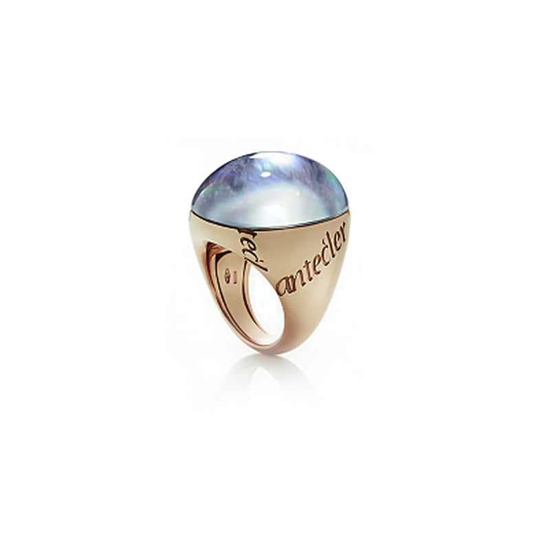 9 ct rose gold charoite and rock crystal ring - 35768