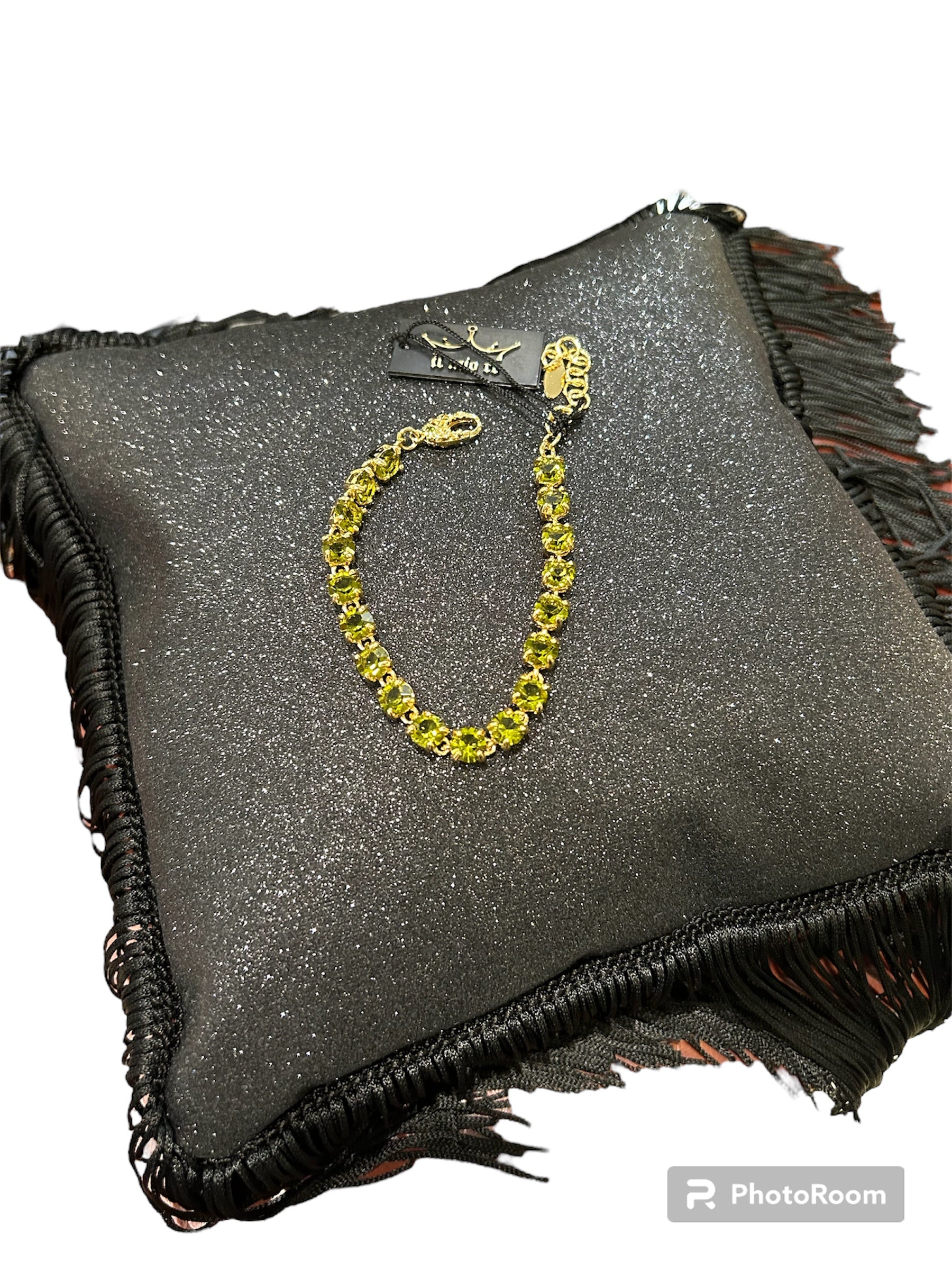 IL Mio Re - Bracciale con pietre verdi peridoto in bronzo dorato - ILMIORE BR 020 GV
