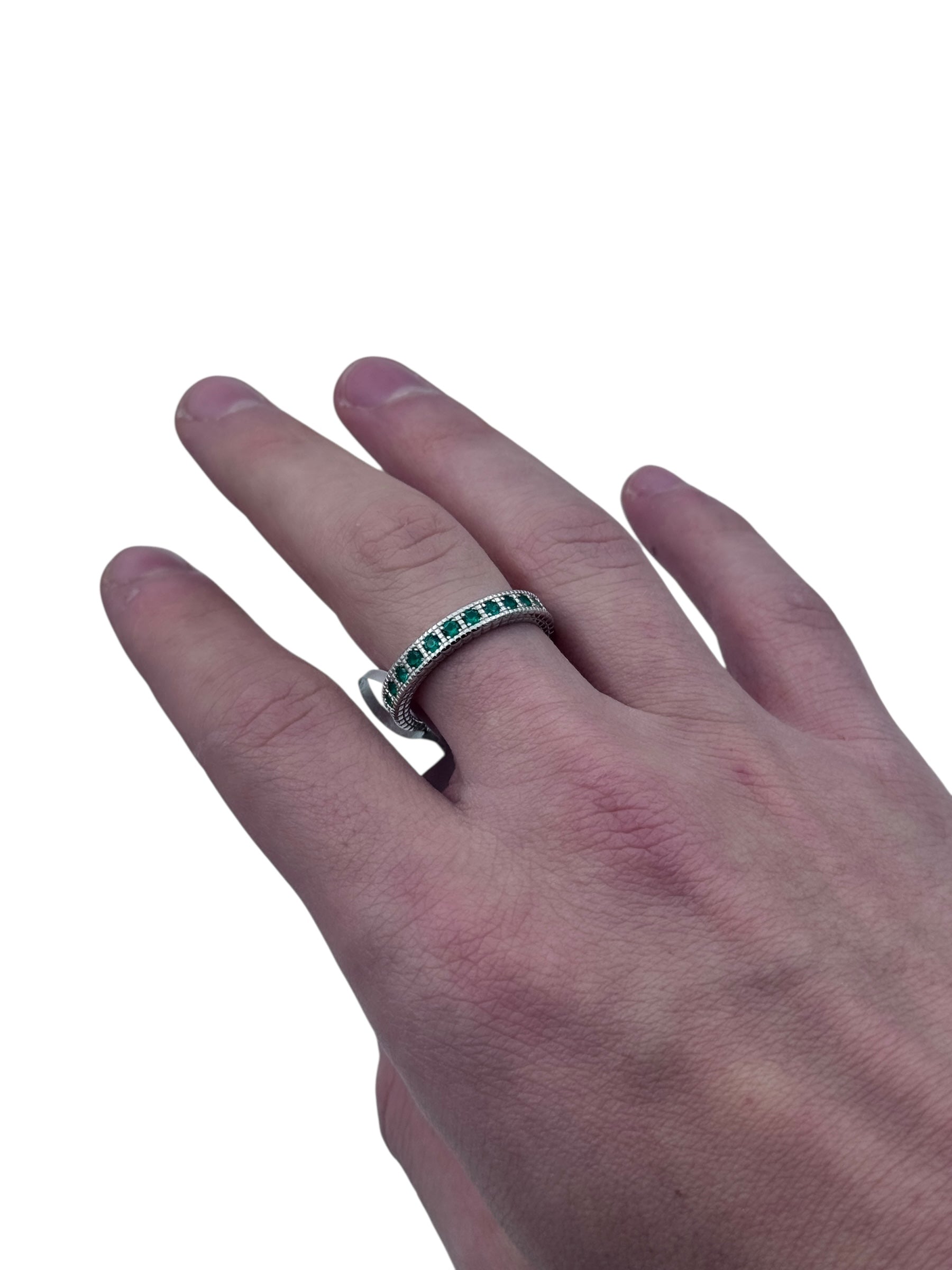 Anello Spadarella in argento, unisex, fede con zirconi verdi - AN760-verde