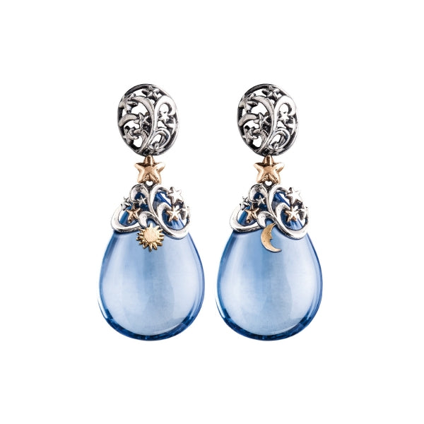 Stardust Ohrringe mit blauem Stein - OR1515-azz
