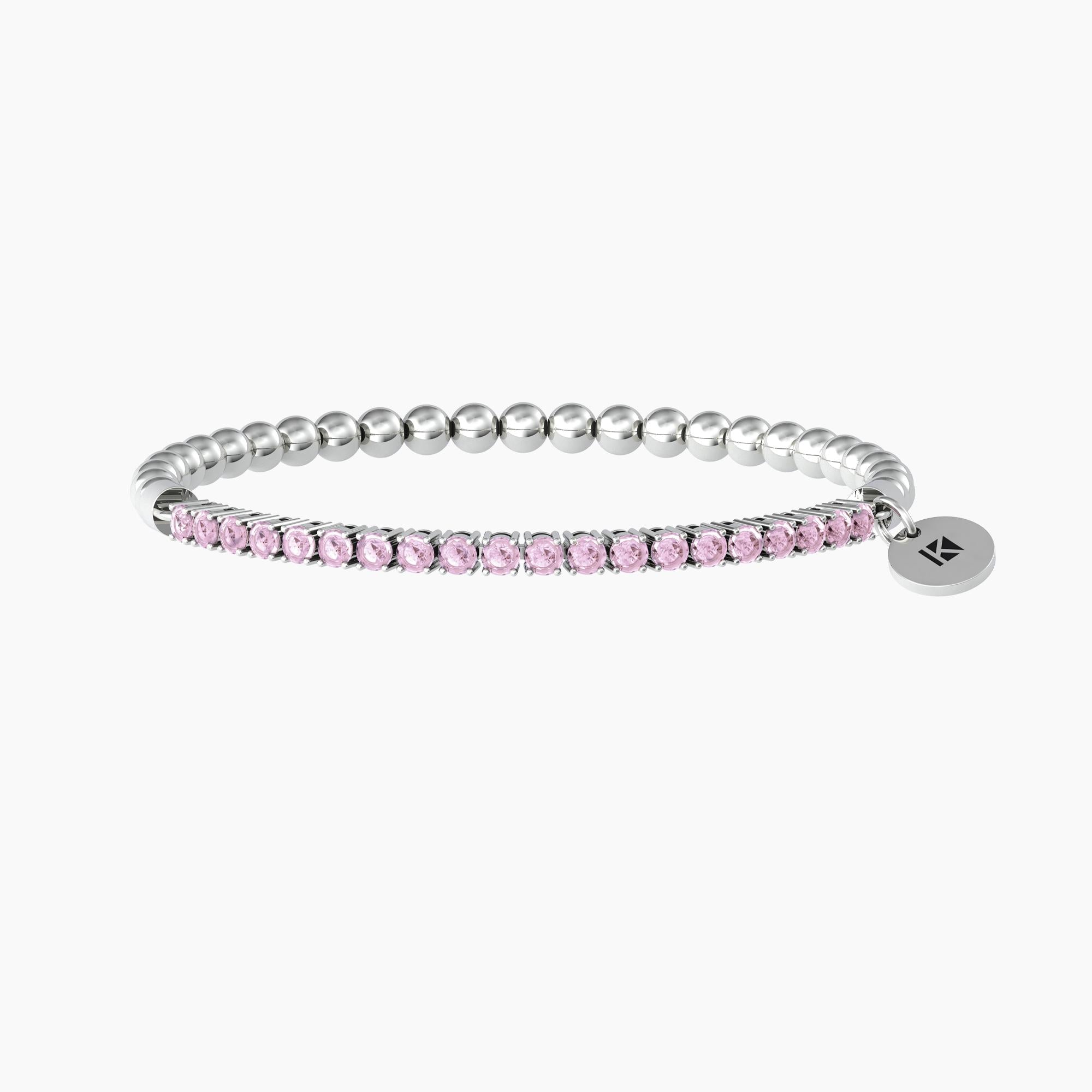 Elastisches Armband mit glänzenden Kugeln und rosa Zirkonia
WUNSCHARMBAND - 732206
