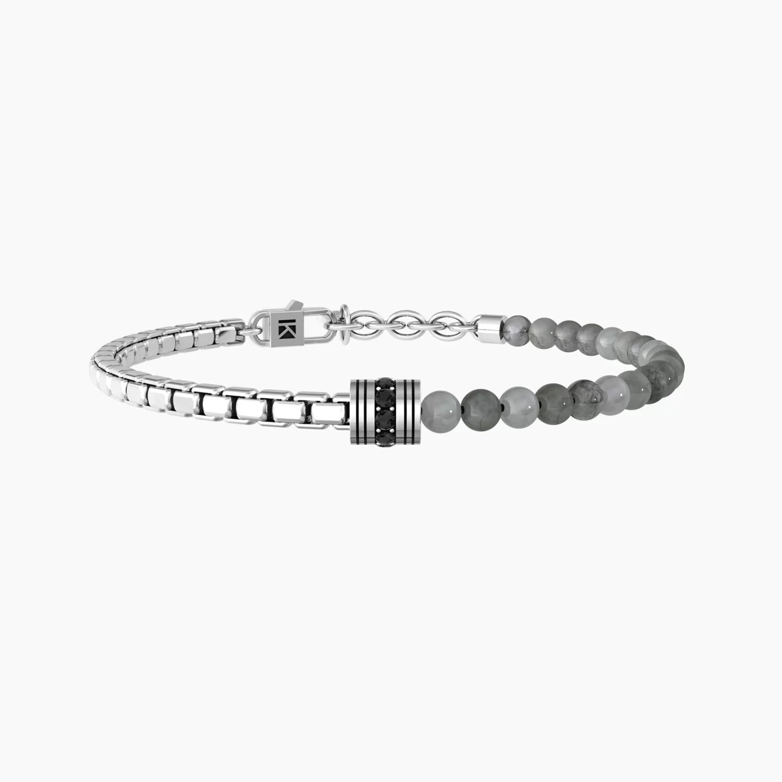 Kidult Herrenarmband mit Kette und grauem Achat, Balance – Energiestein – 732251