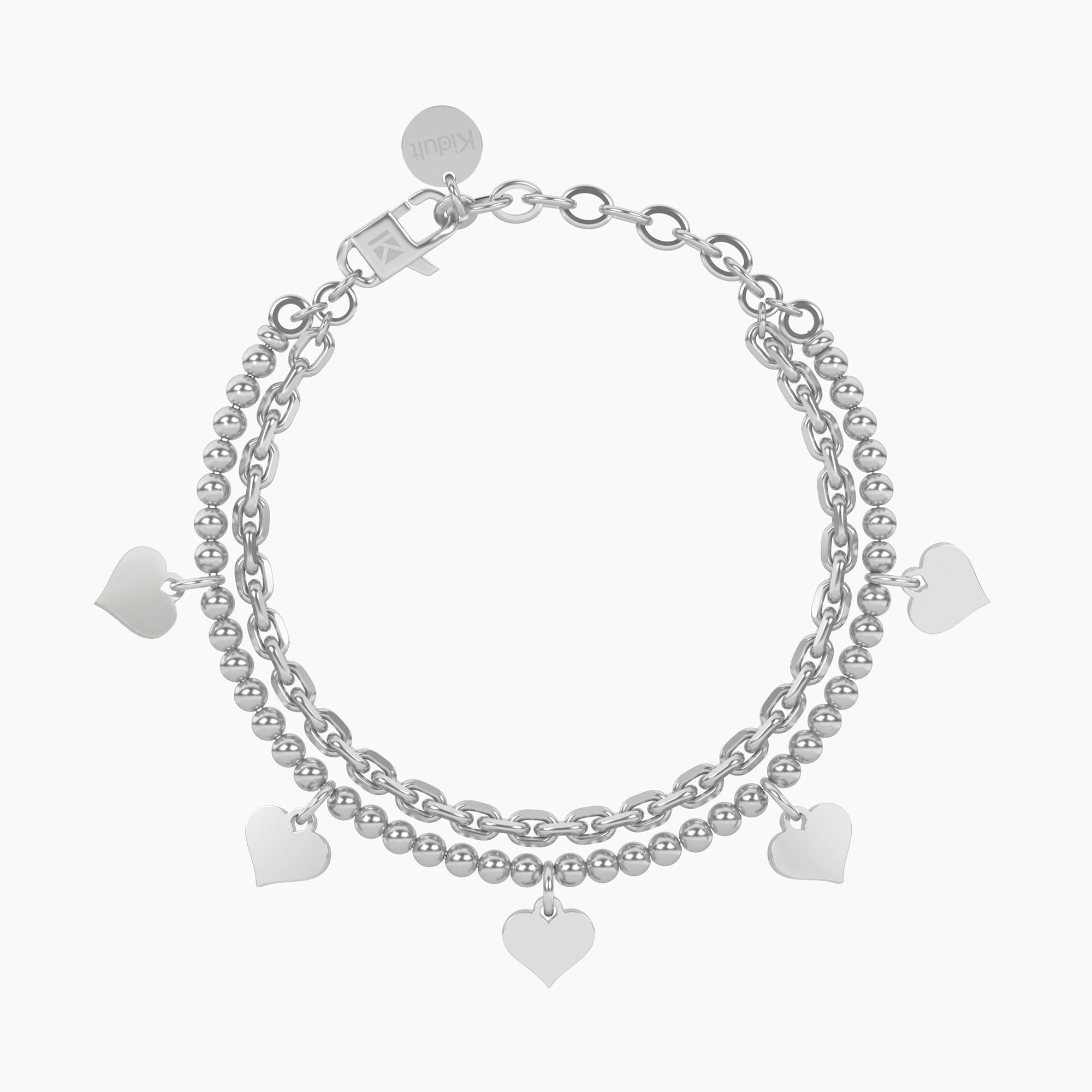 Herzförmiges Ketten- und Kugelarmband | Liebe - 732327