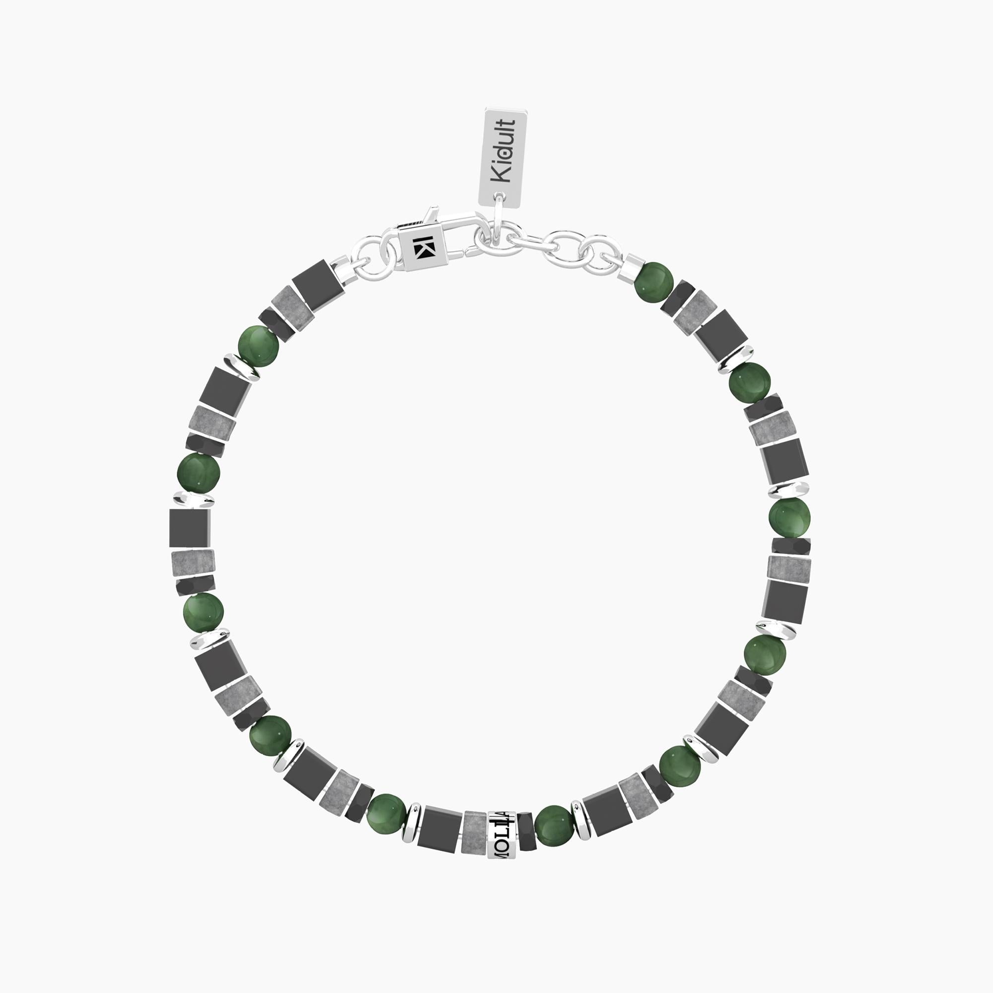 Kidult Herrenarmband mit Steinen und der Aufschrift „Gib niemals auf!“ – 732377