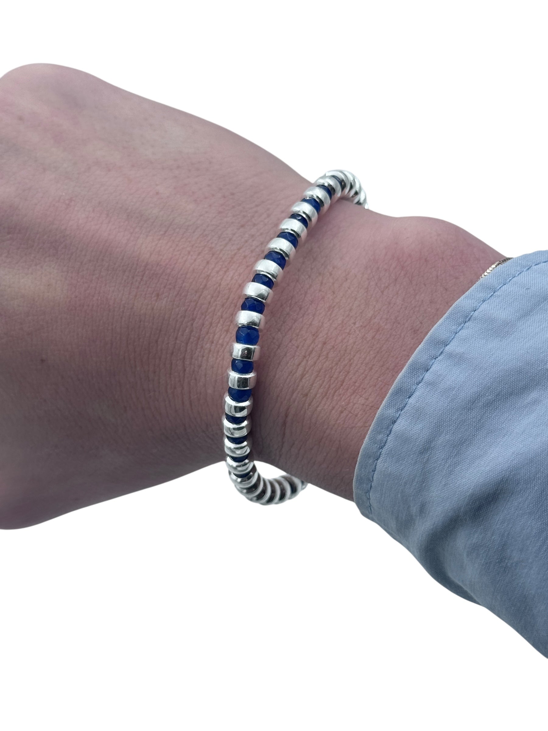 Bracciale Spadarella in argento con pietre naturali blu - SPBR508-blu
