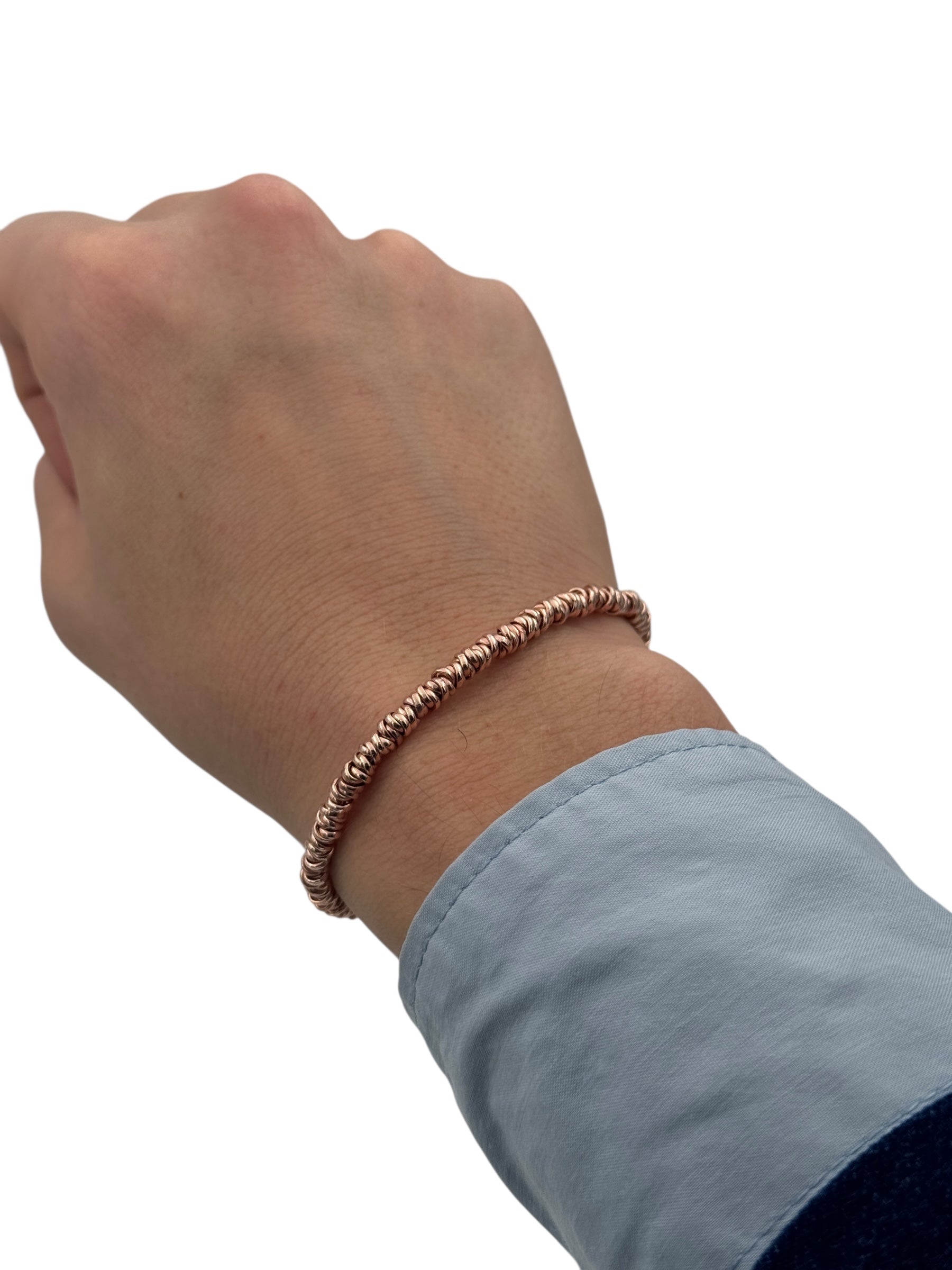 Bracciale Spadarella in argento rosato, unisex, con anellini - SPBR268-rosato