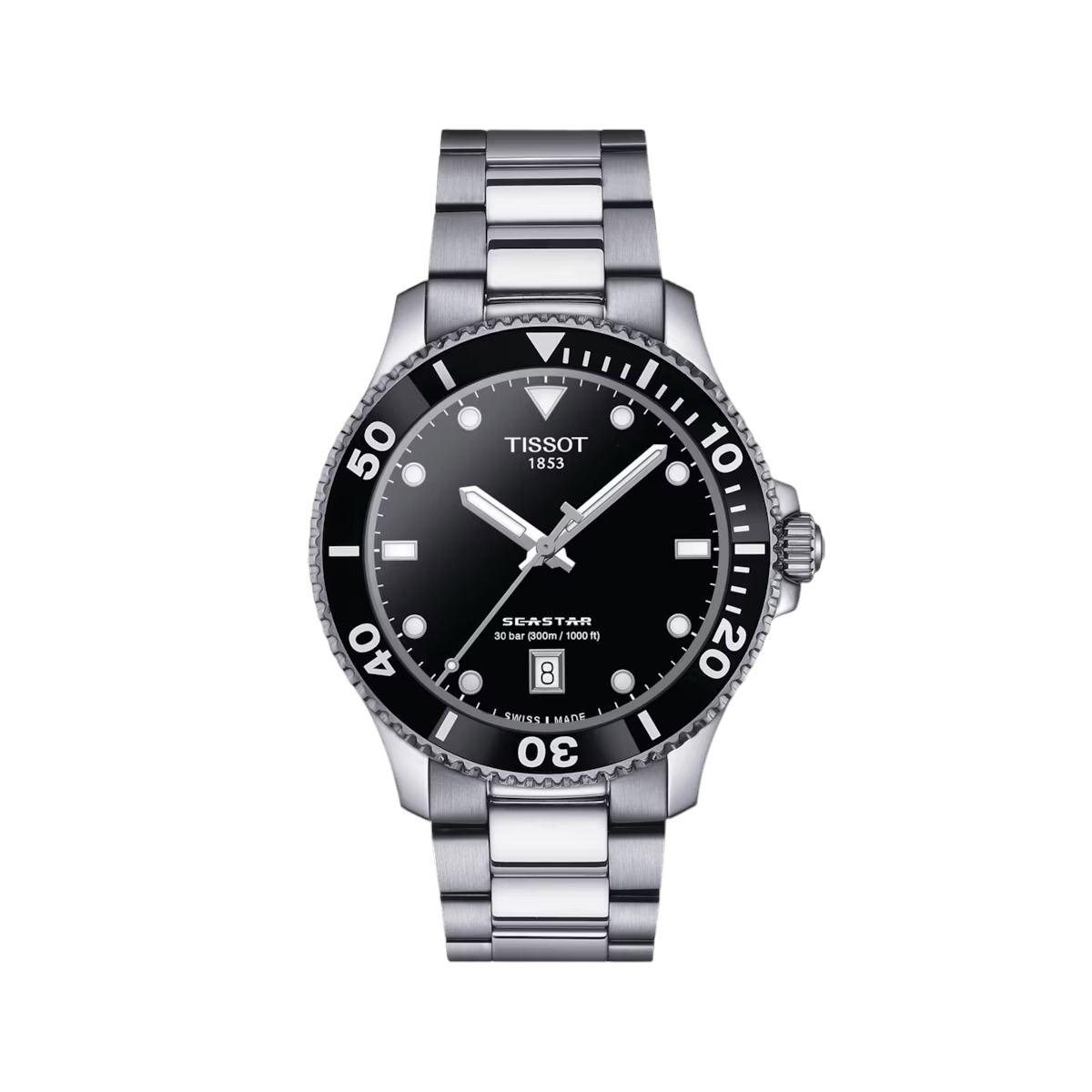 TISSOT SEASTAR 1000, schwarzes Zifferblatt, 40 mm – T1204101105100