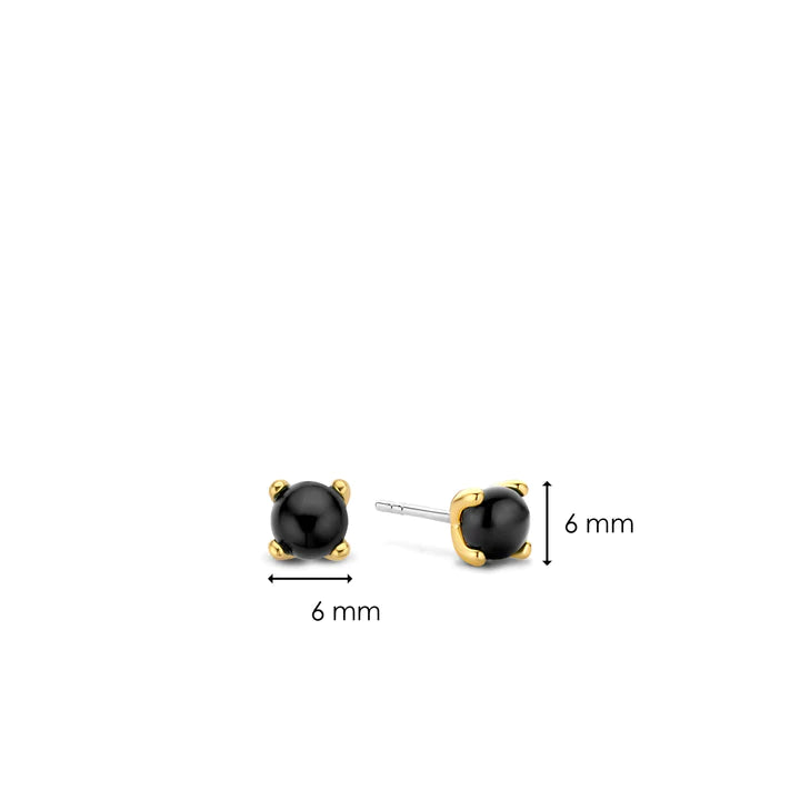 Orecchini argento dorato con pietra di onice nera - 7768BO