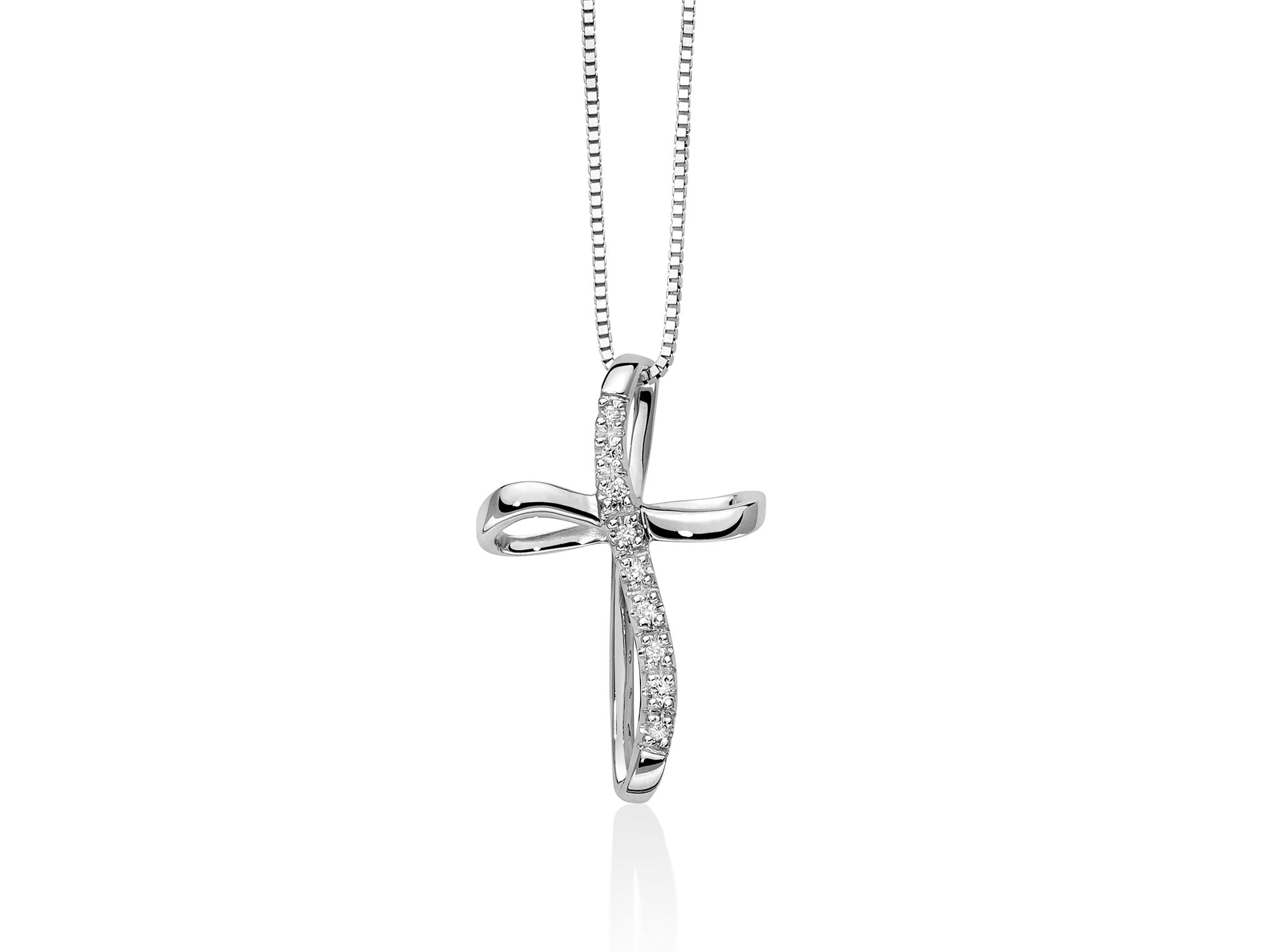 Collana Miluna in oro bianco con croce e diamanti - CLD745