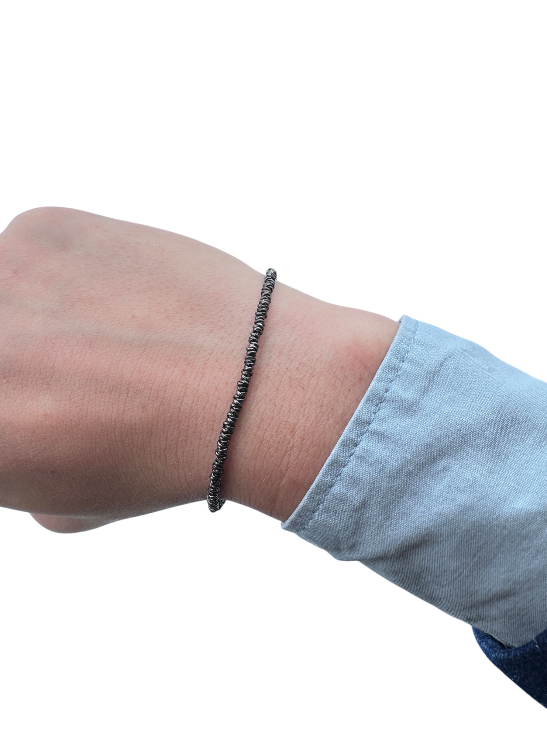 Bracciale Spadarella in argento brunito con anellini, uomo - SPBR263-black