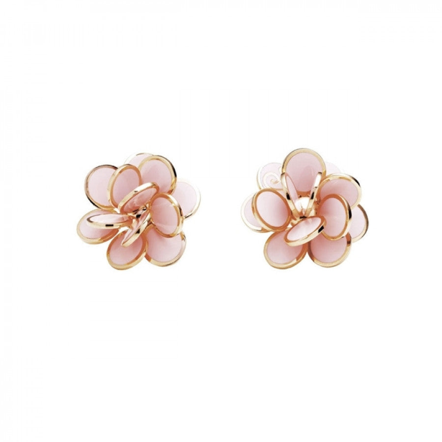 Ohrringe mit Pailletten in Roségold und rosa Emaille – 33619