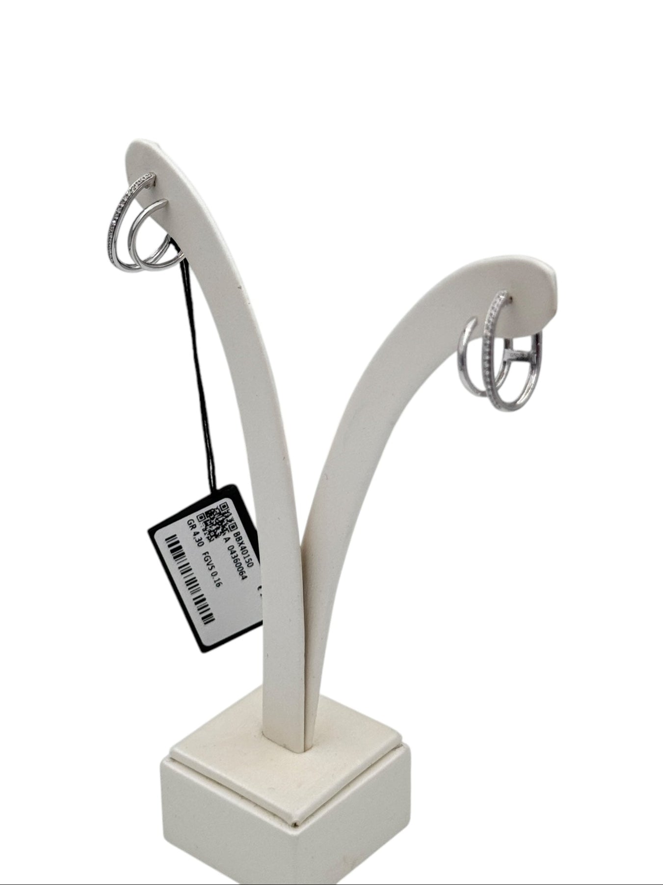 Orecchini Giorgio Visconti a due giri a cerchio, in oro bianco e diamanti, 0.16ct - BBX40150