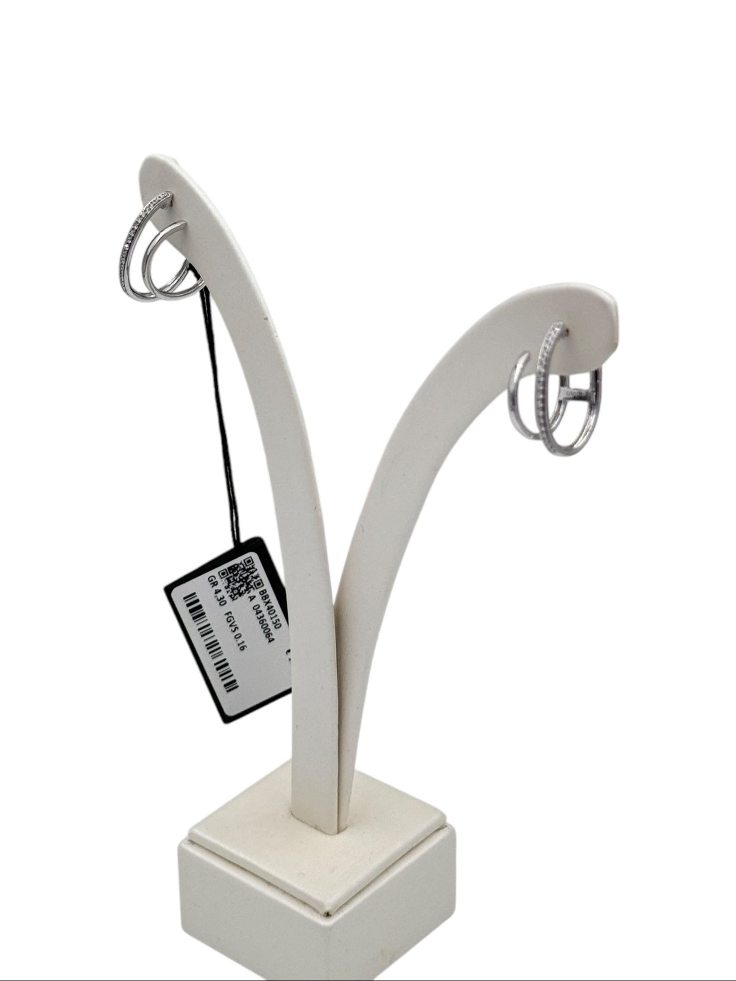 Orecchini Giorgio Visconti a due giri a cerchio, in oro bianco e diamanti, 0.16ct - BBX40150