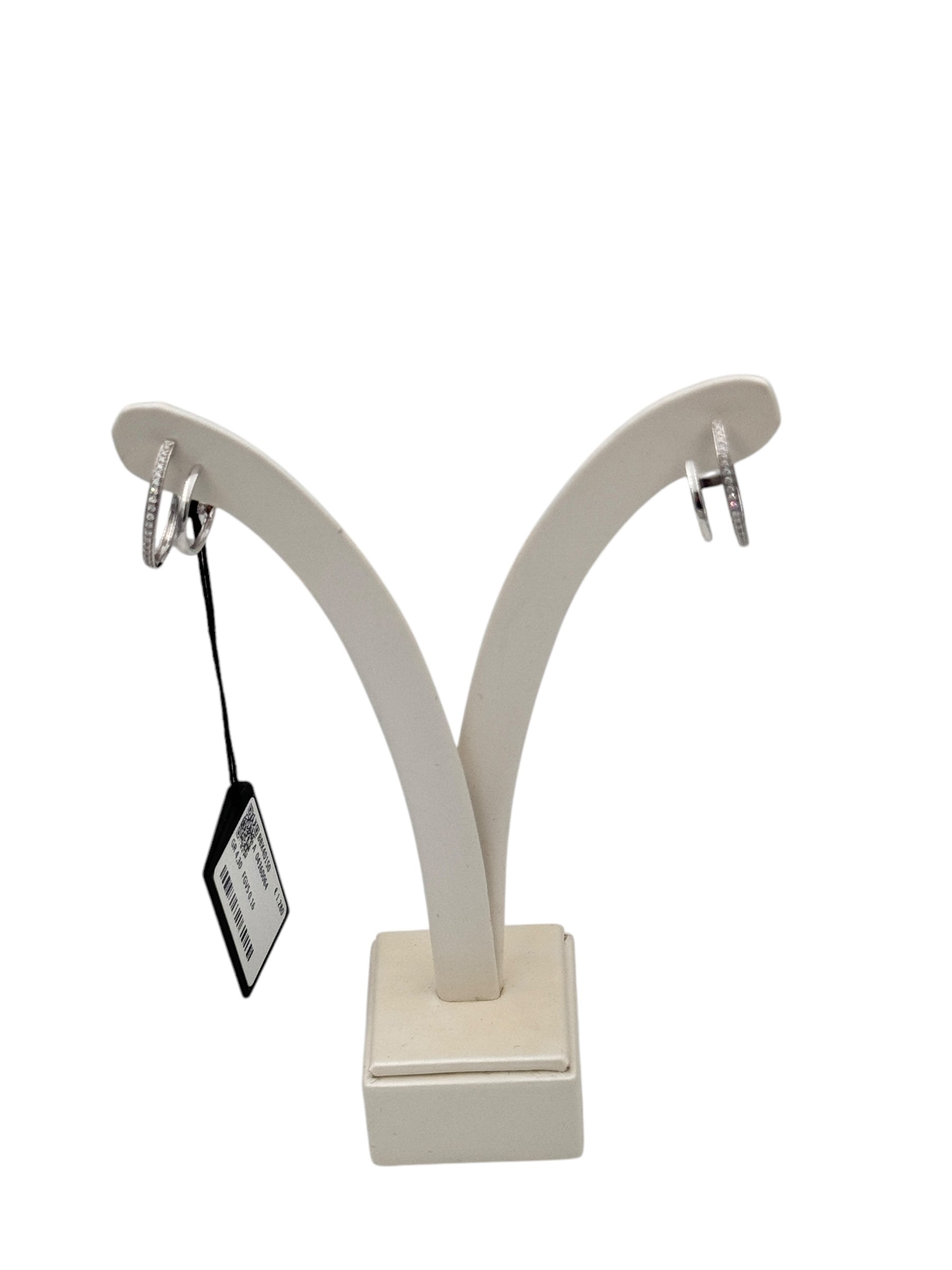 Orecchini Giorgio Visconti a due giri a cerchio, in oro bianco e diamanti, 0.16ct - BBX40150