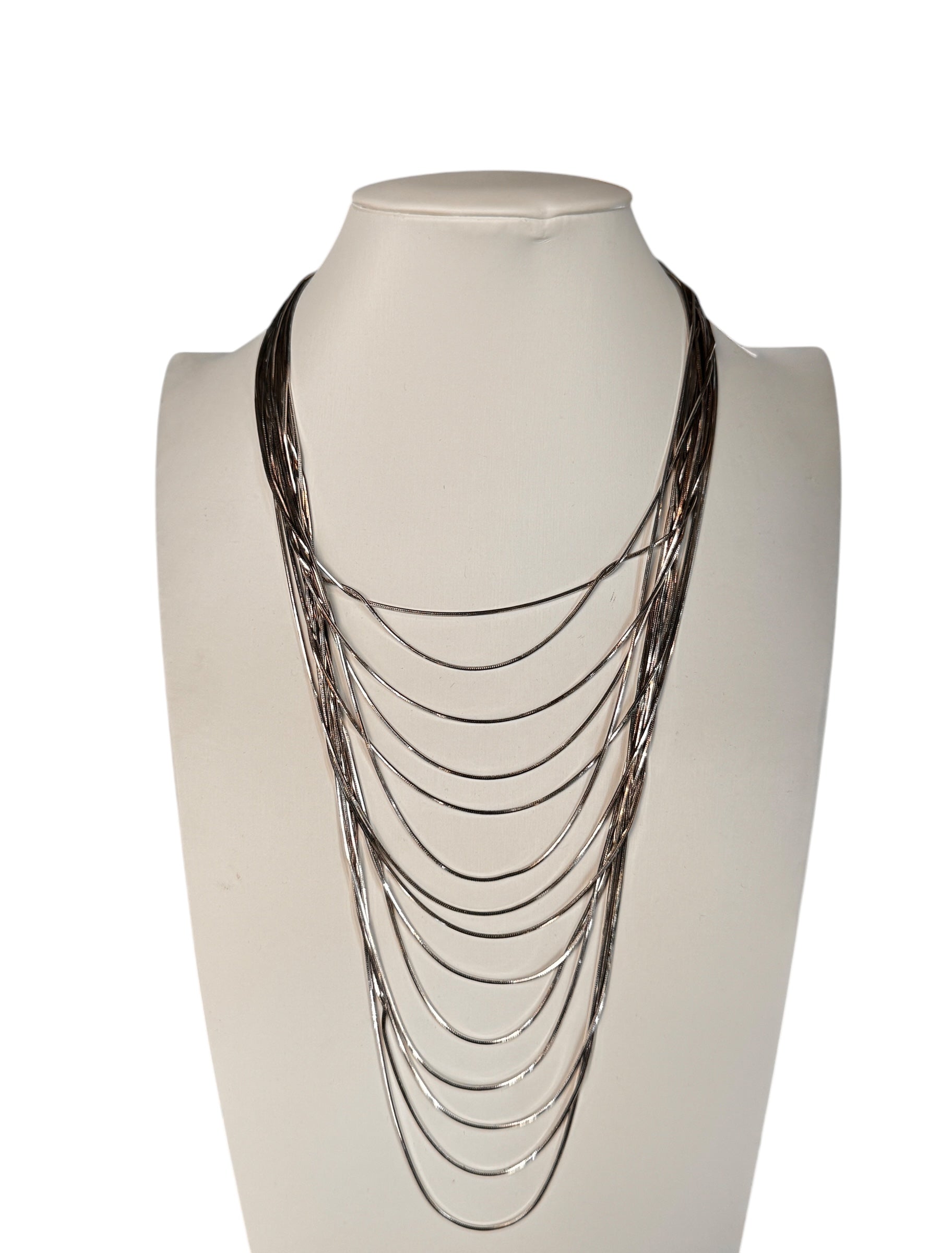 Pianegonda Damen-Halskette mit 14-reihiger Schlangenkette in Silber – CA010743
