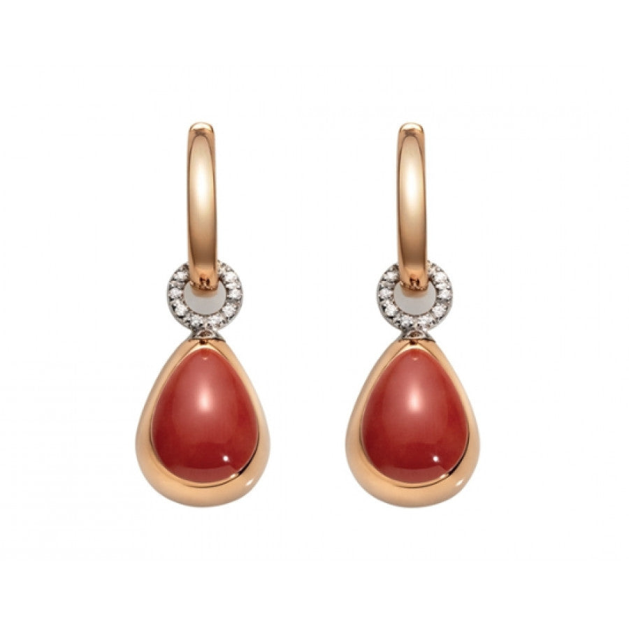 Ohrringe aus der Kollektion Chantecler Capriful aus 18 Karat Roségold, roter Koralle und Diamanten – 35997