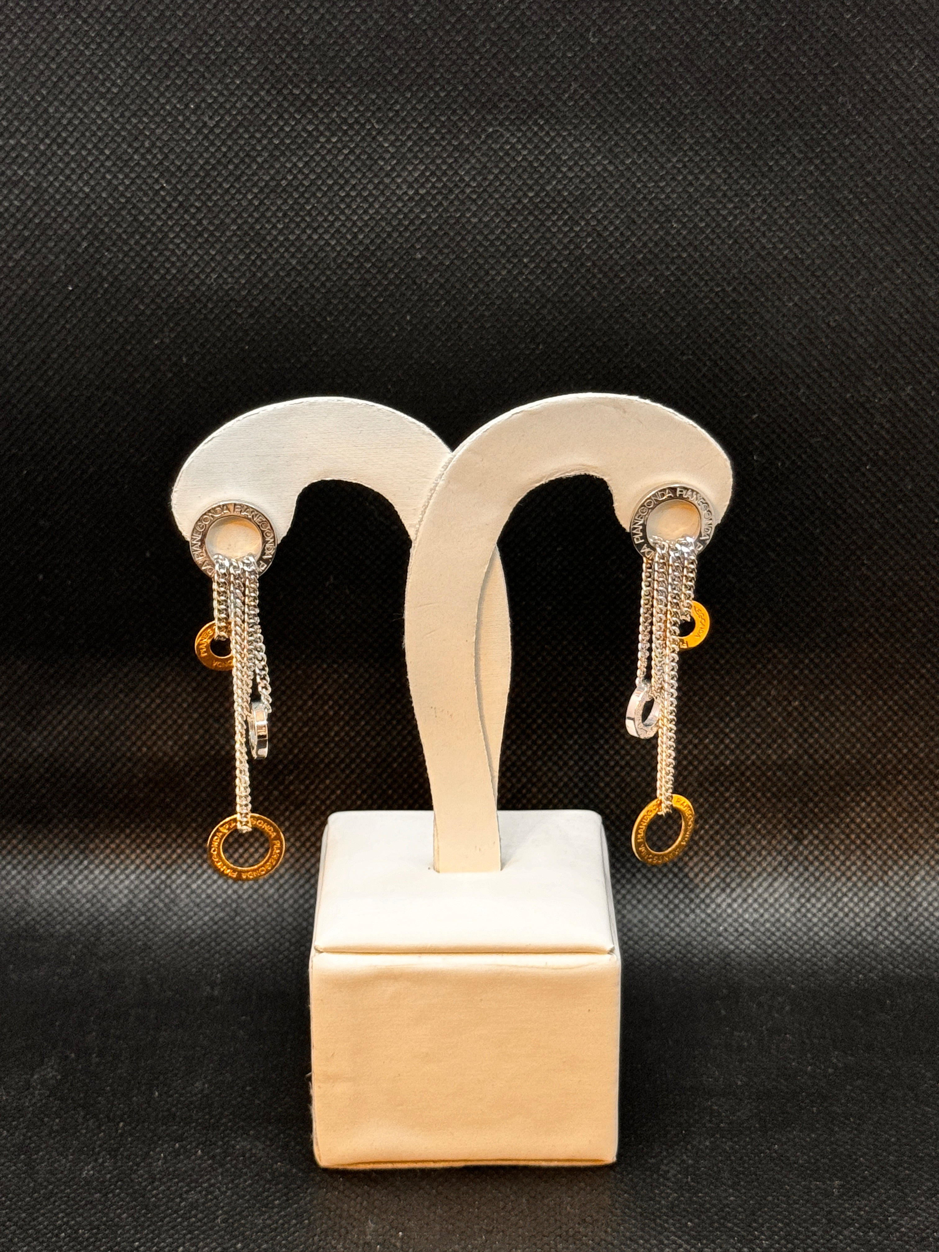 Pianegonda-Tropfenohrringe aus Silber und 18 Karat Gold, Liaision D'Or-Kollektion – OA050457