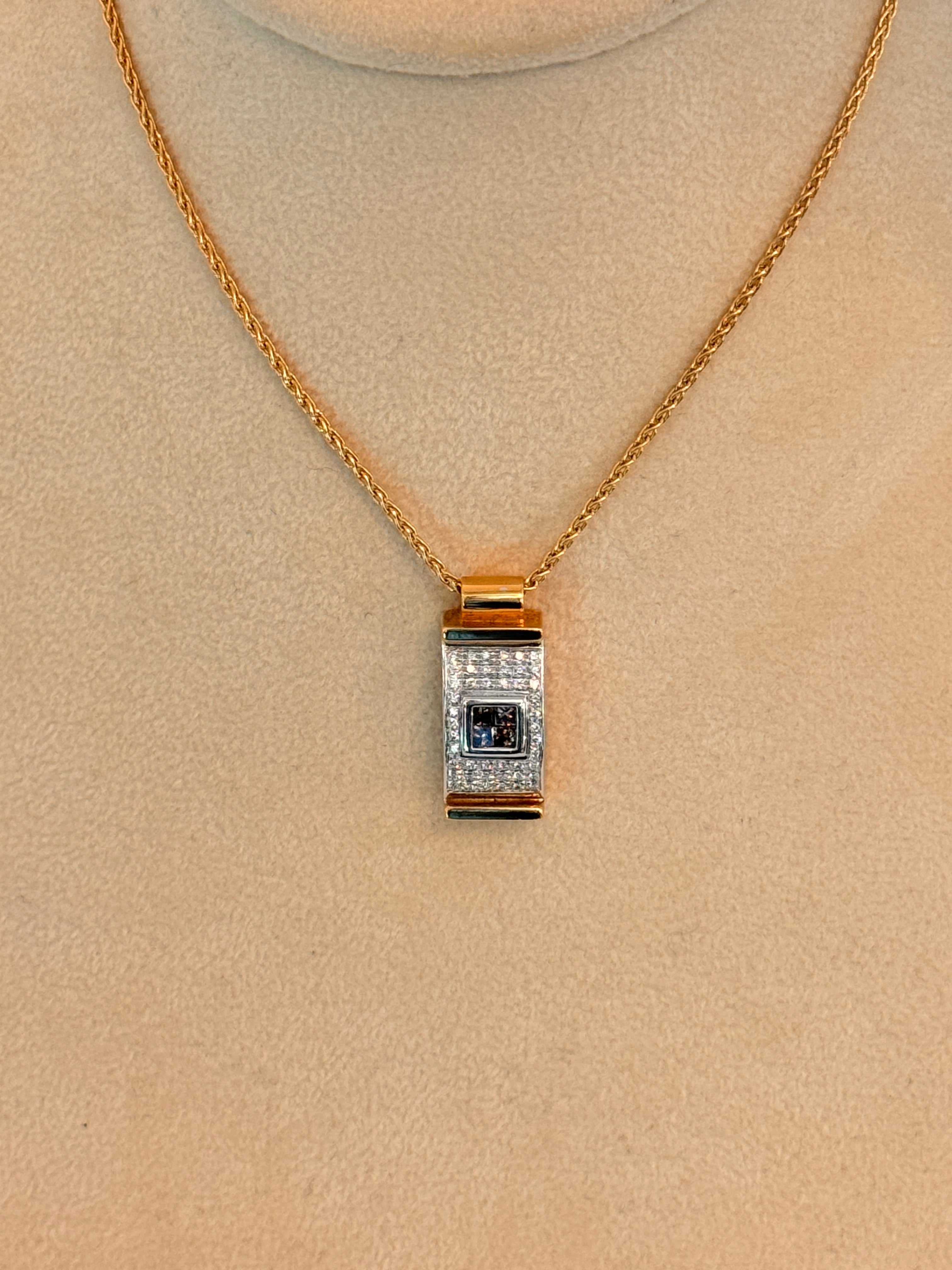 Centoventino-Halskette aus Gelbgold mit weißen und braunen Diamanten – 02G46GBMOOO