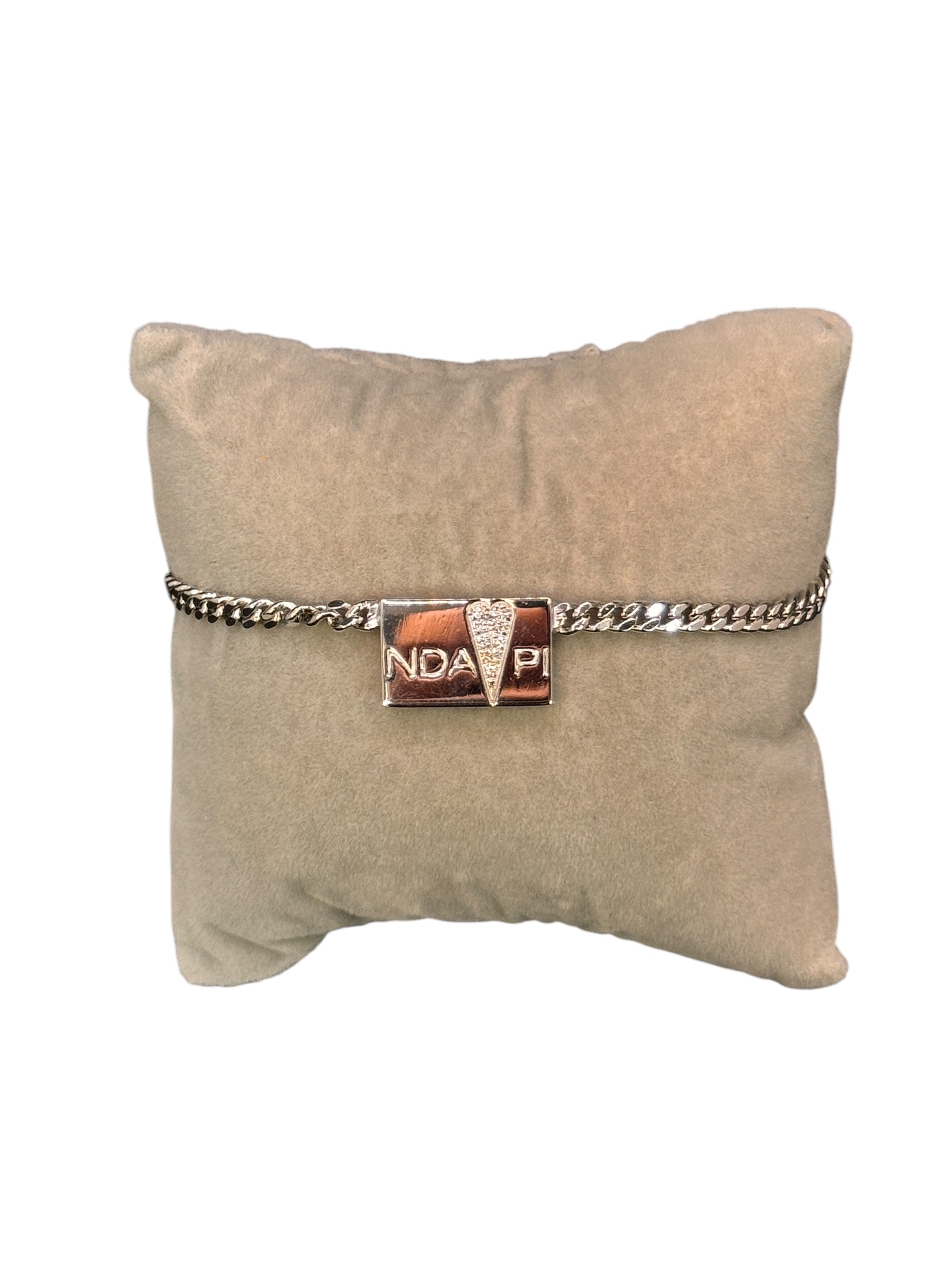Pianegonda-Silberarmband mit zentraler Plakette und eingraviertem Herz, besetzt mit Diamanten – BA010636
