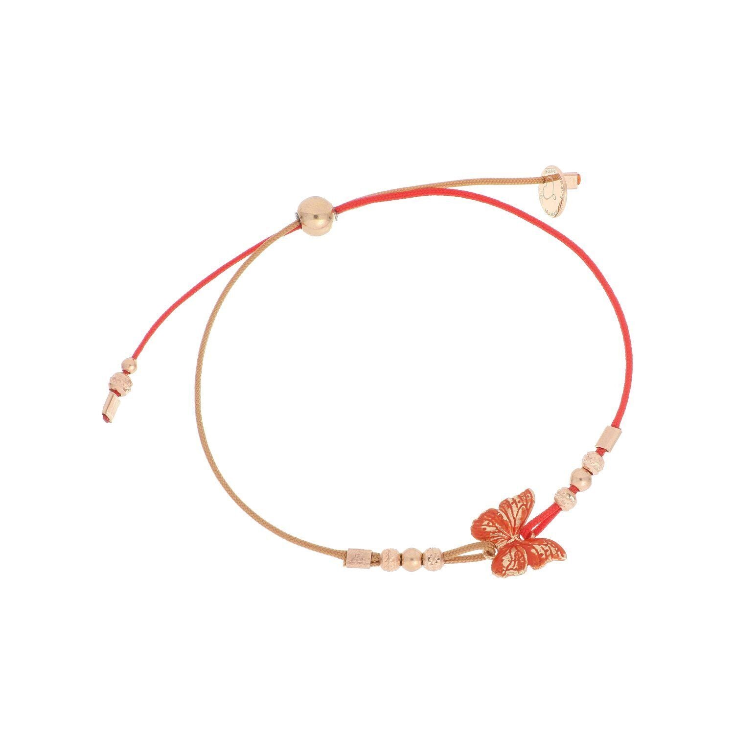 ZWEIFARBIGES ARMBAND AUS NYLONFADEN MIT ORANGE EMAILLE-SCHMETTERLING - BFFARXAR