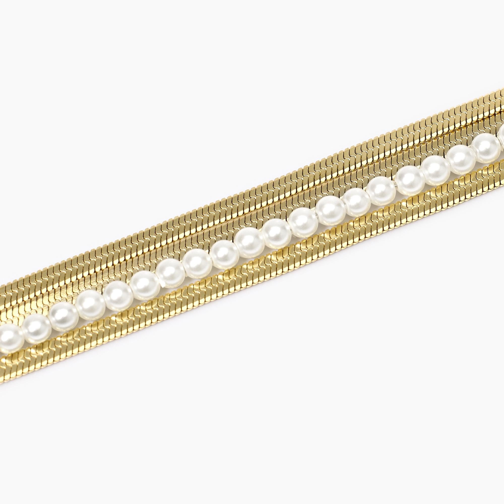 Kidult Bracciale dorato con catena e perle conchiglia, Style 14 - 831046
