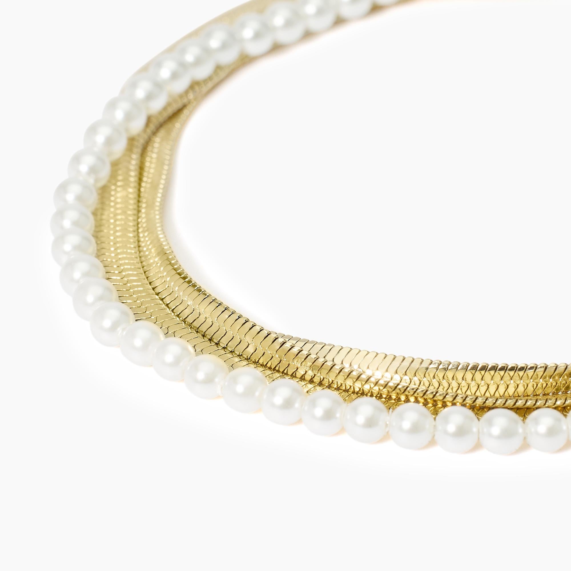 Kidult Bracciale dorato con catena e perle conchiglia, Style 14 - 831046