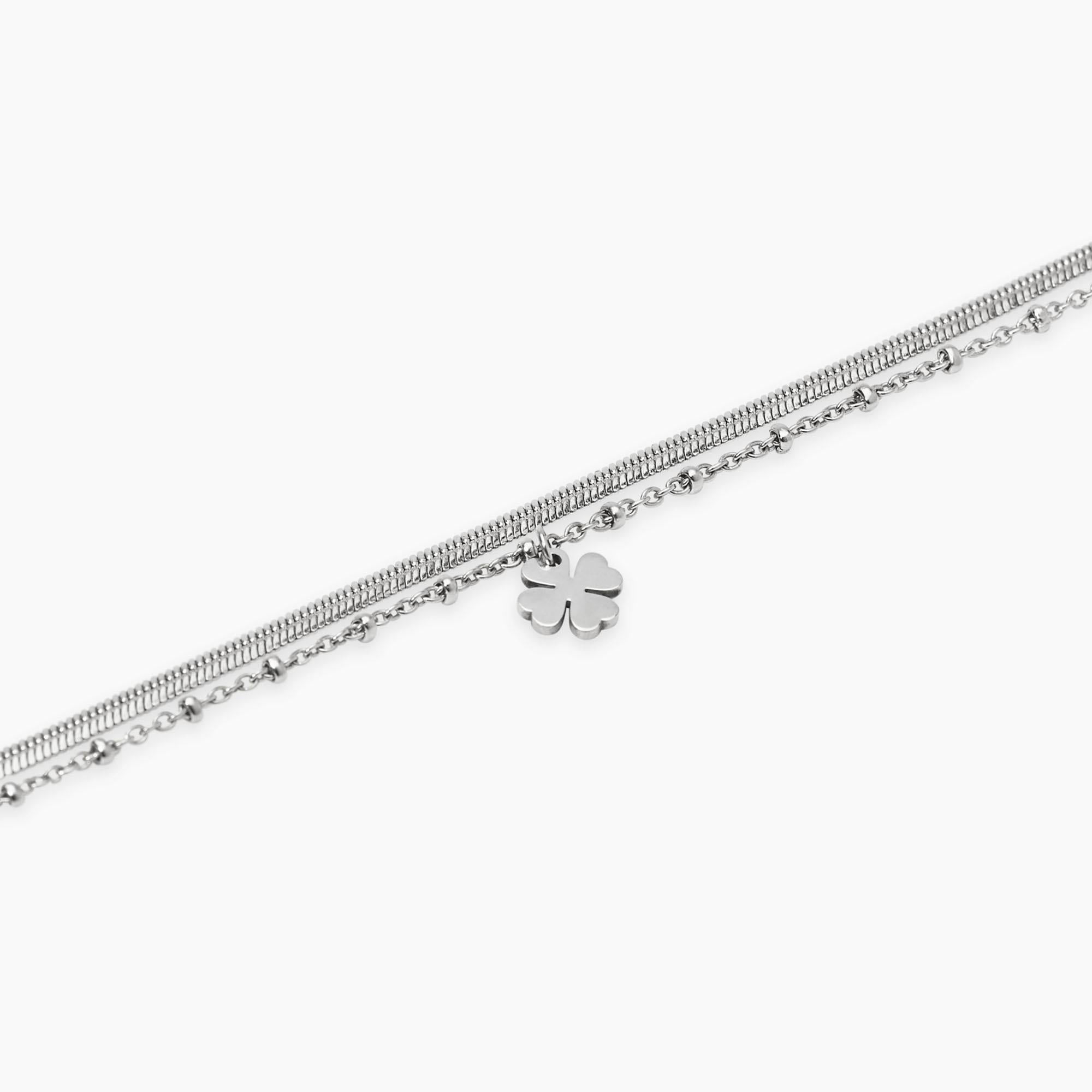 Kidult Bracciale con catene e ciondolo quadrifoglio, Style 38 - 831070